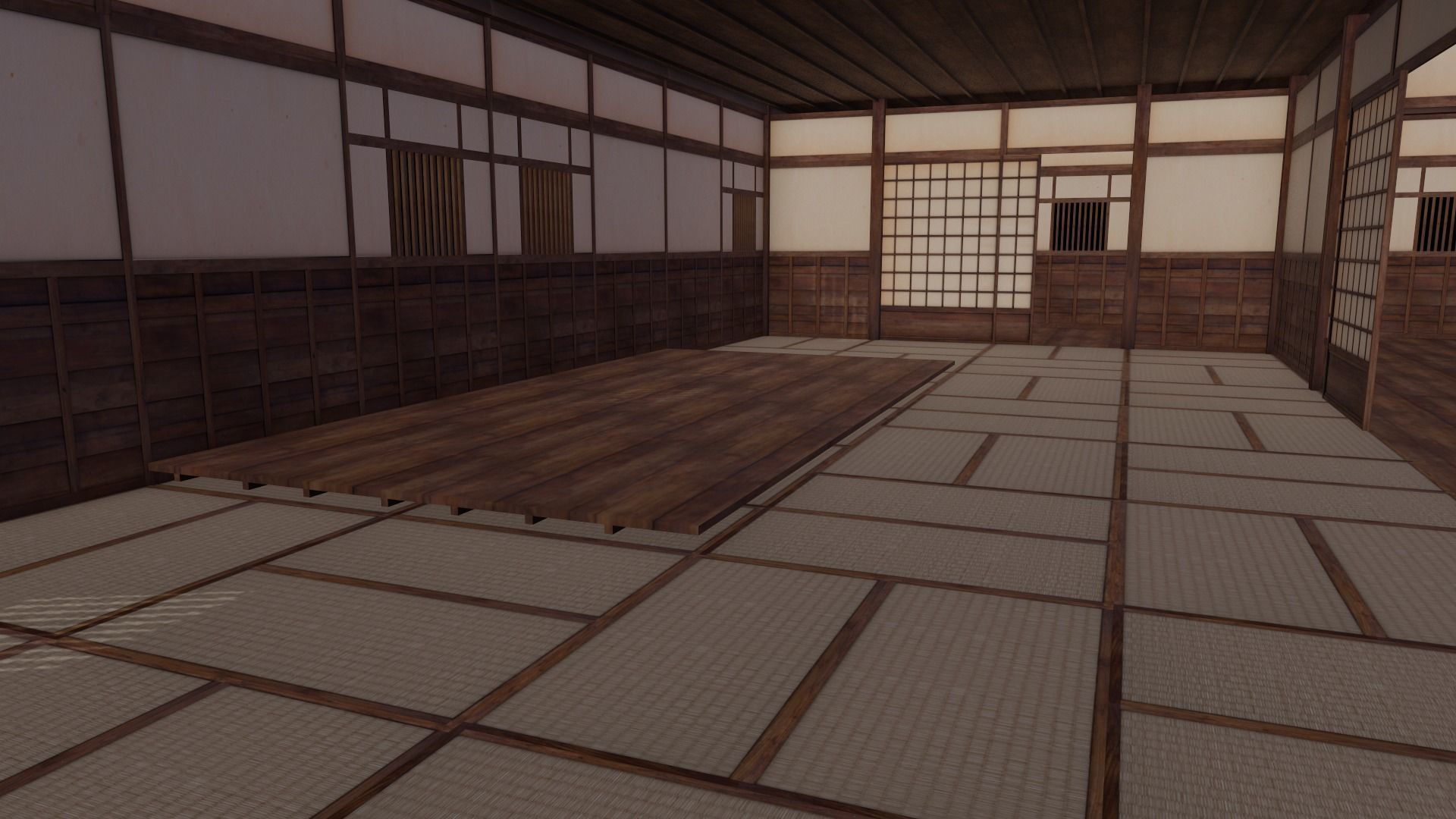 Japanese traditional House Model with Interior Low-poly 3D model_11