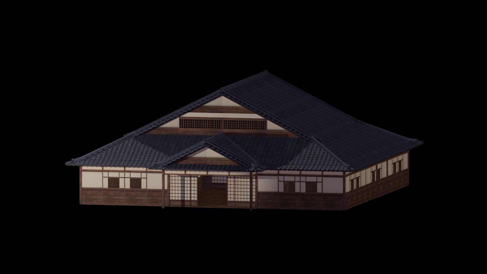 Japanese traditional House Model with Interior Low-poly 3D model_14