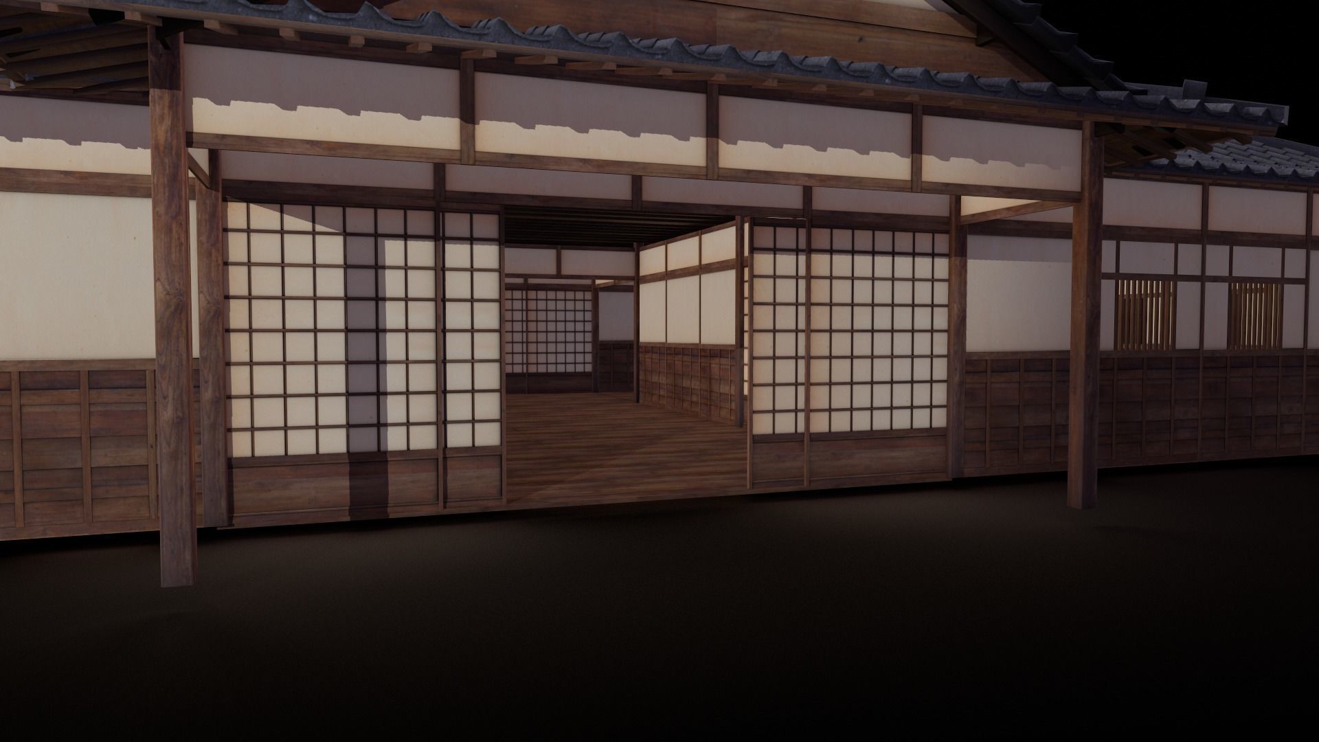 Japanese traditional House Model with Interior Low-poly 3D model_7