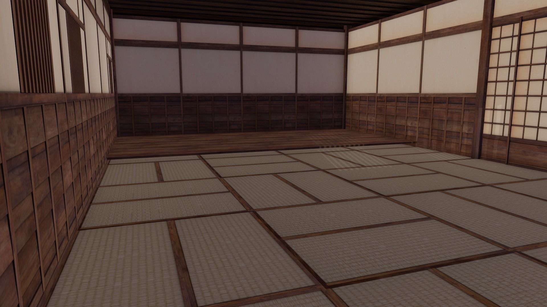 Japanese traditional House Model with Interior Low-poly 3D model_5