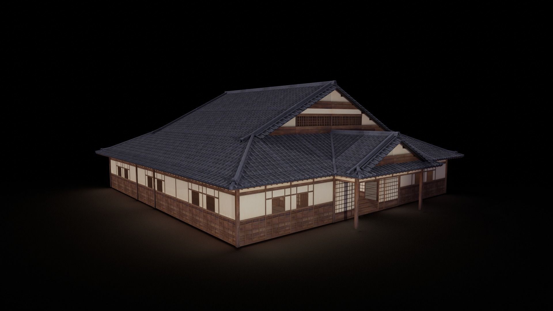 Japanese traditional House Model with Interior Low-poly 3D model_4