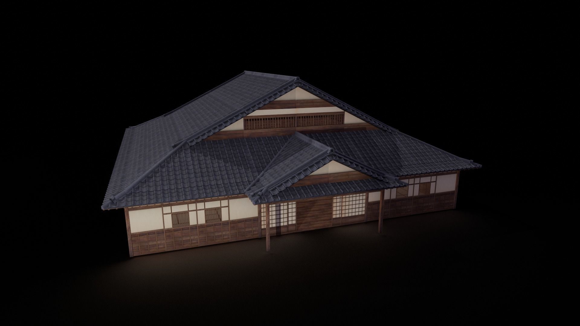 Japanese traditional House Model with Interior Low-poly 3D model_16
