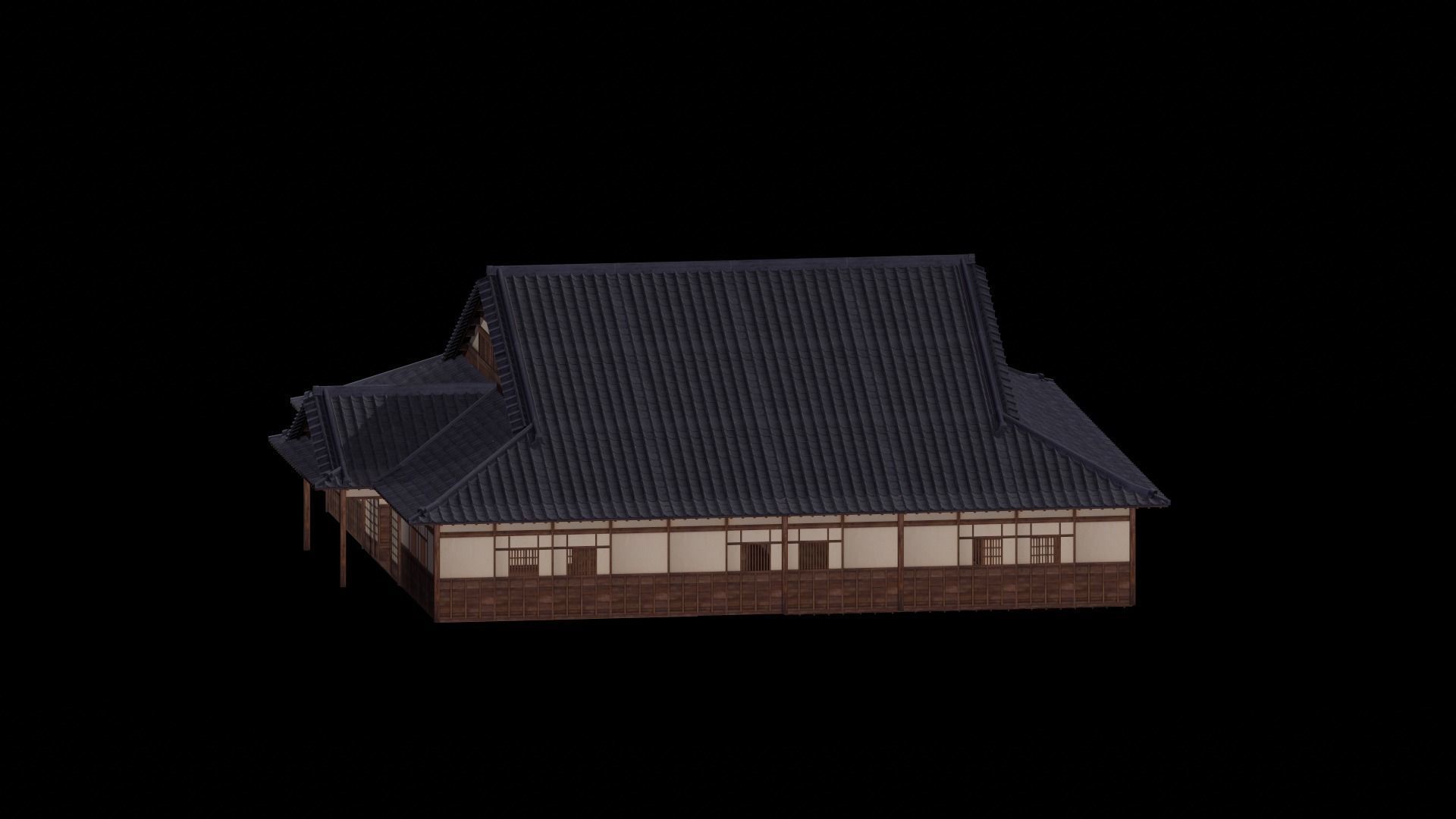 Japanese traditional House Model with Interior Low-poly 3D model_3