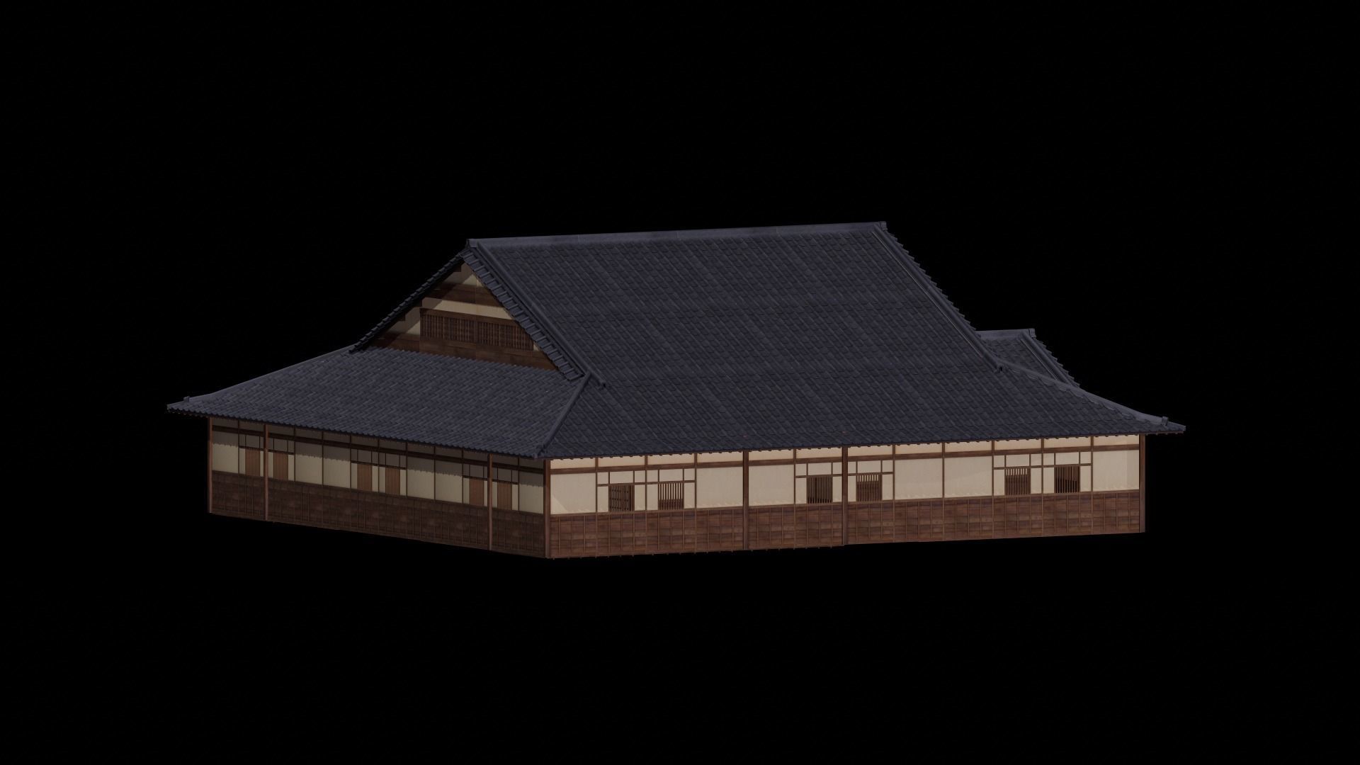 Japanese traditional House Model with Interior Low-poly 3D model_25