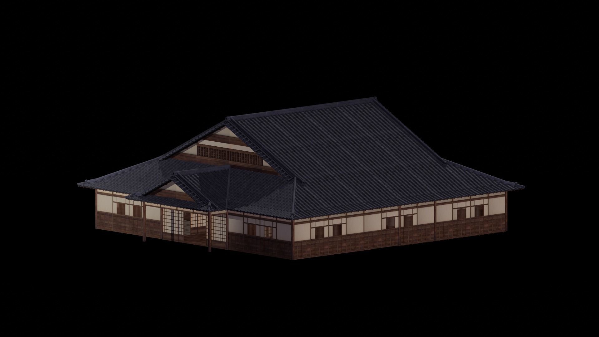 Japanese traditional House Model with Interior Low-poly 3D model_15