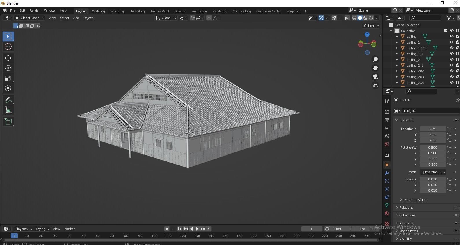 Japanese traditional House Model with Interior Low-poly 3D model_22