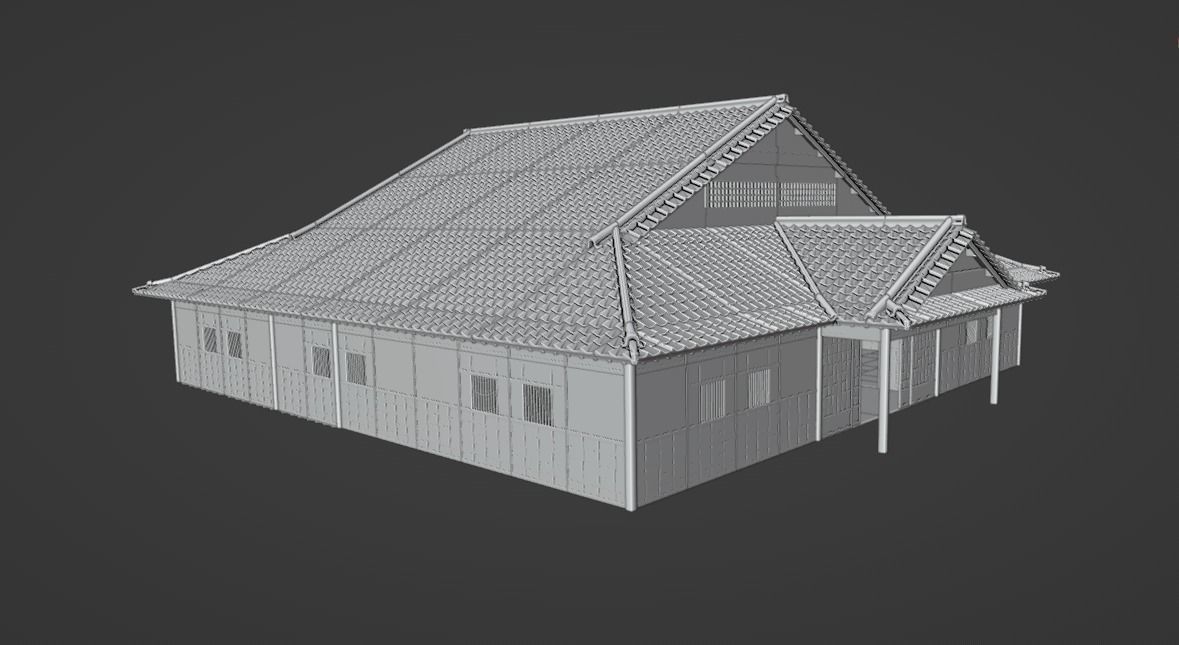 Japanese traditional House Model with Interior Low-poly 3D model_19