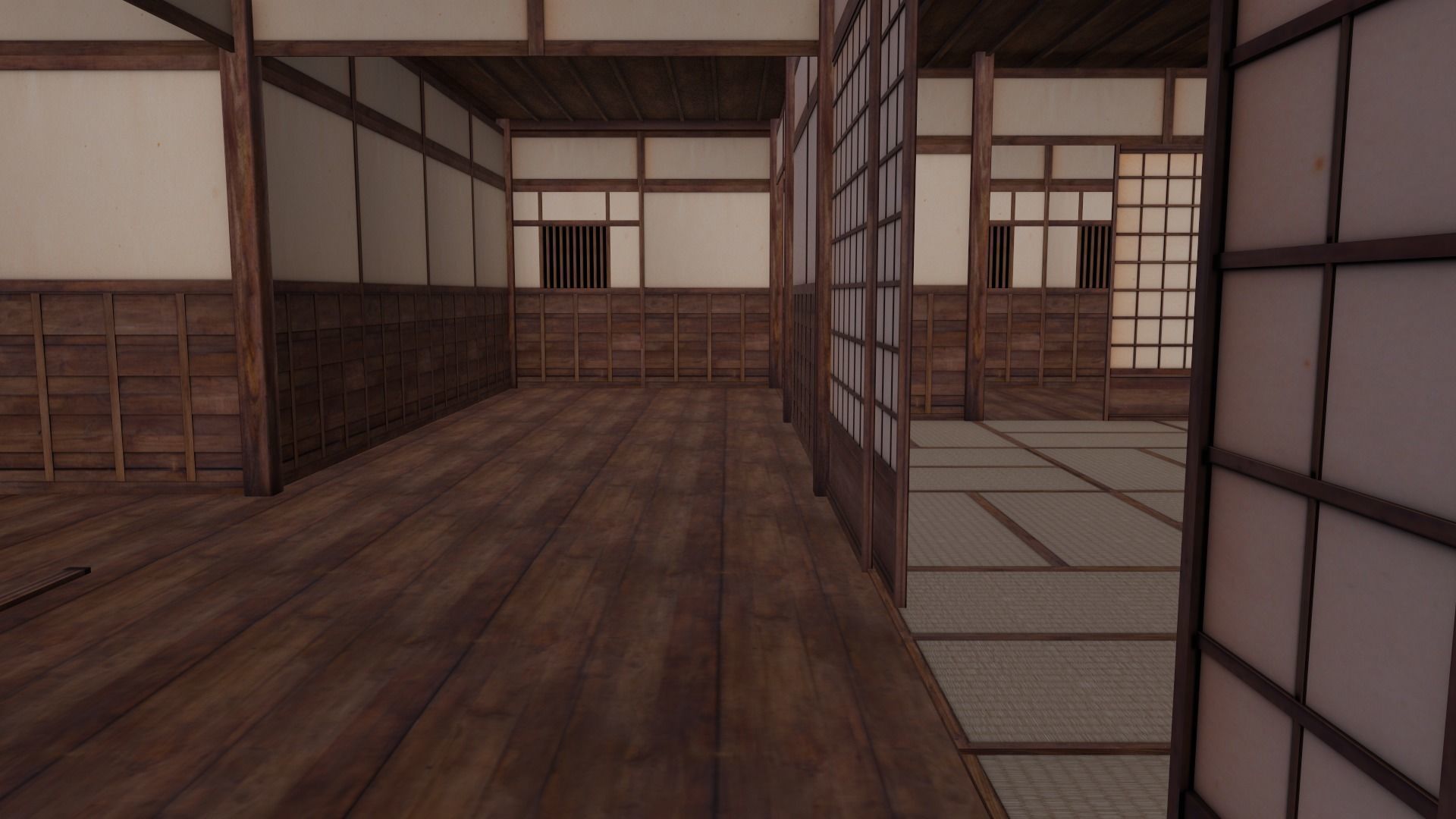 Japanese traditional House Model with Interior Low-poly 3D model_6