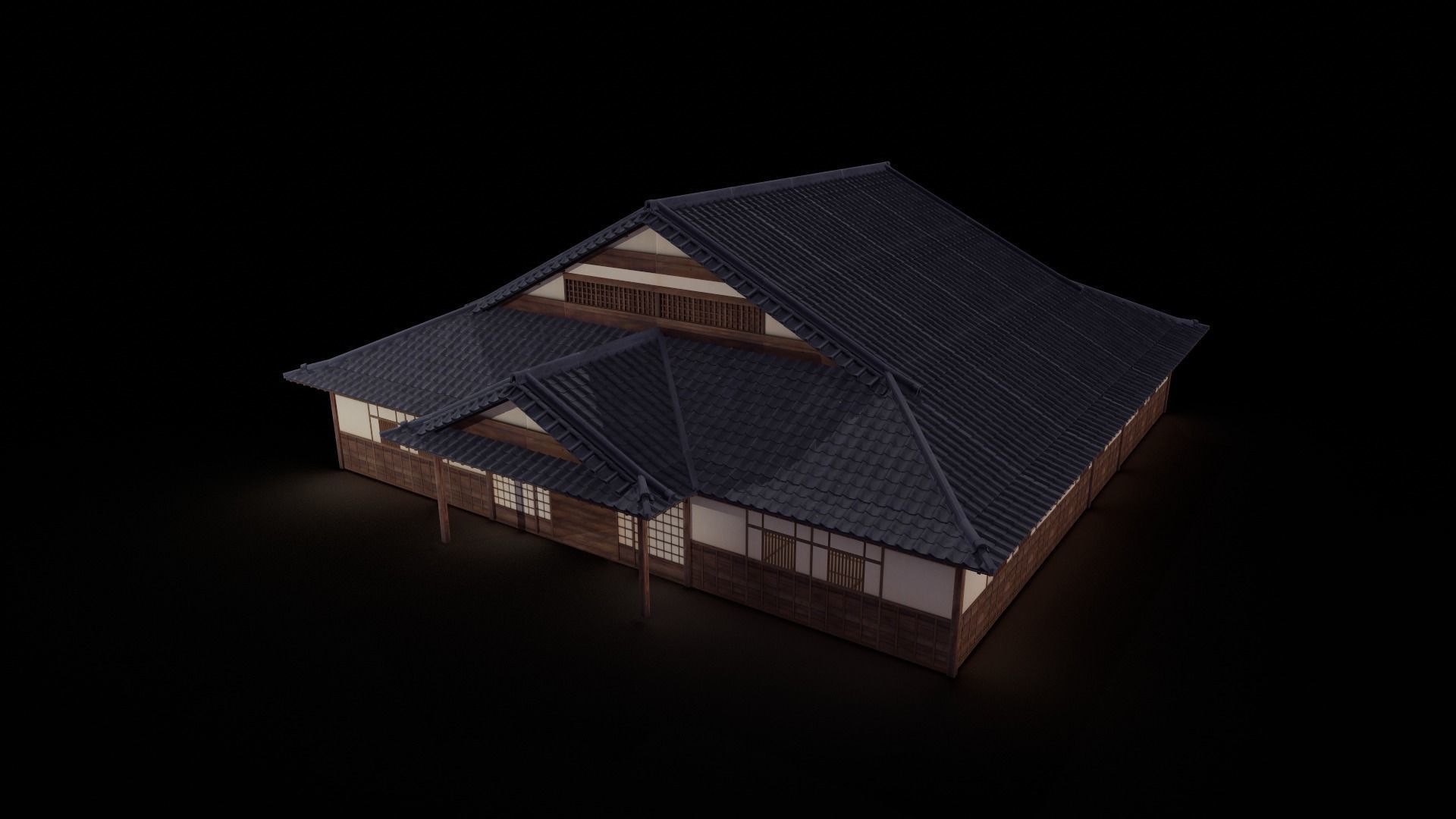 Japanese traditional House Model with Interior Low-poly 3D model_2