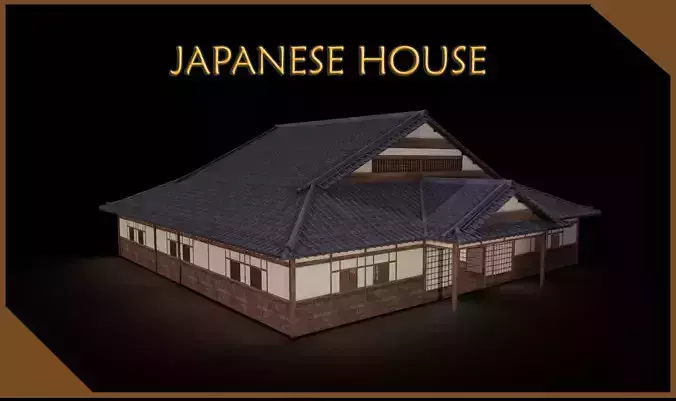 Japanese traditional House Model with Interior Low-poly 3D model