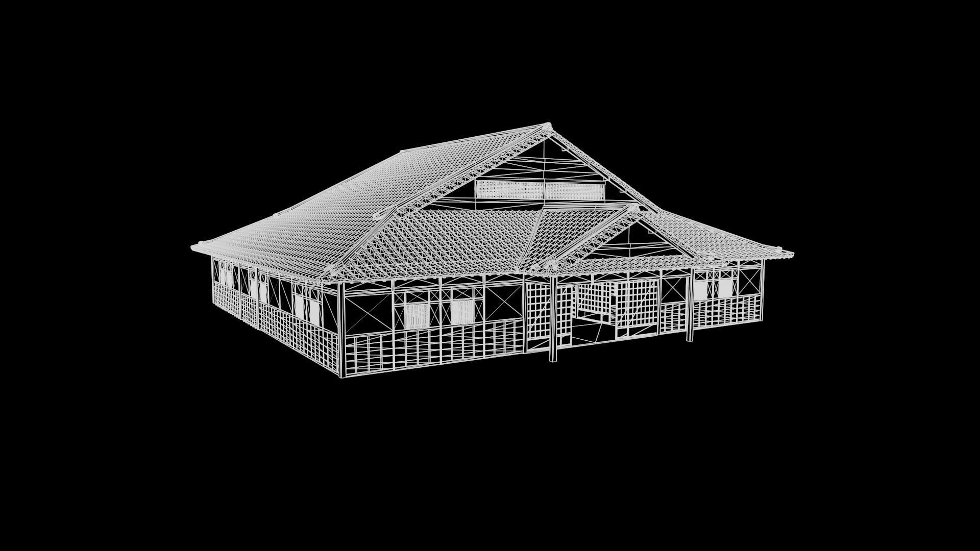 Japanese traditional House Model with Interior Low-poly 3D model_28