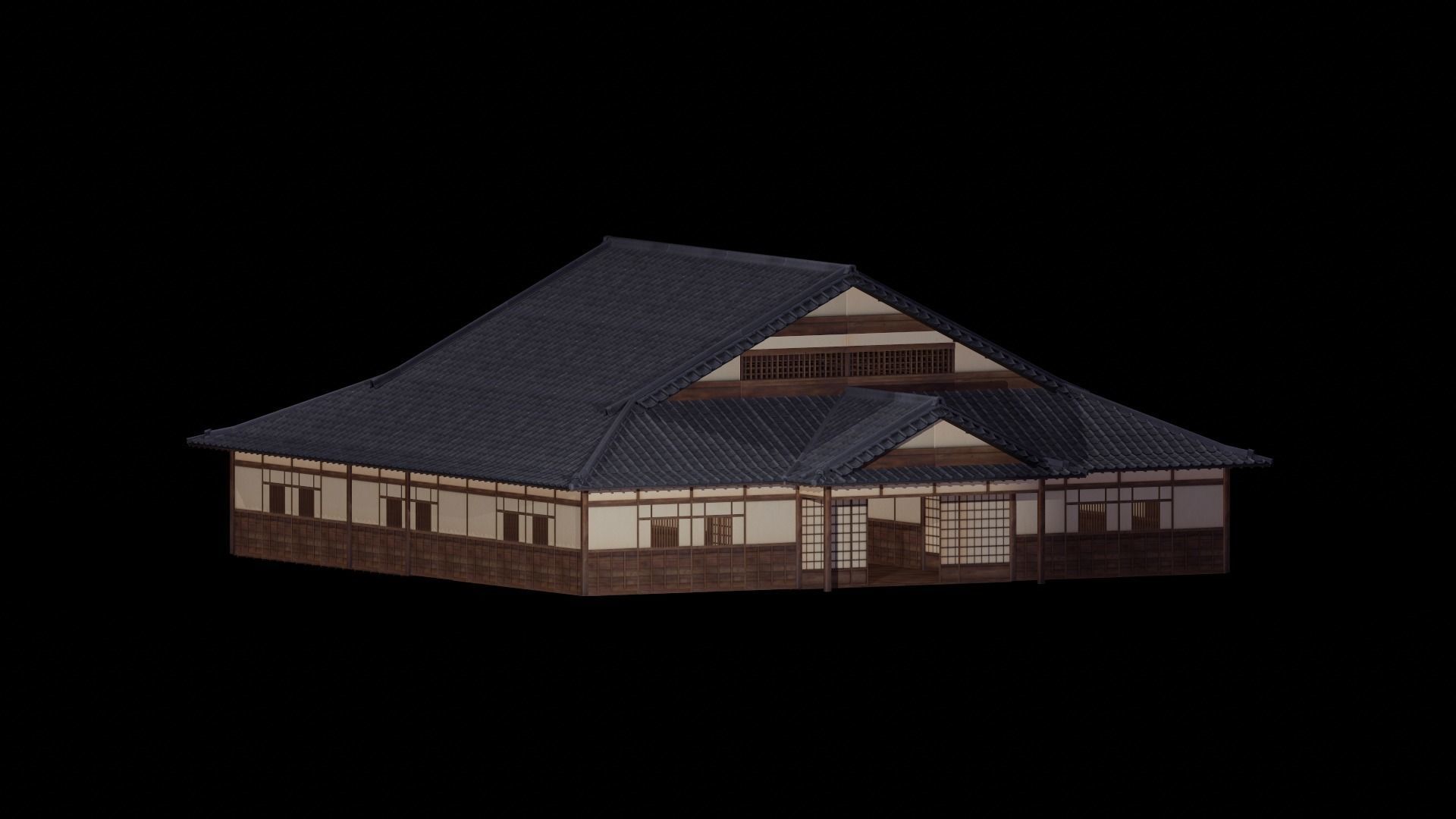 Japanese traditional House Model with Interior Low-poly 3D model_12