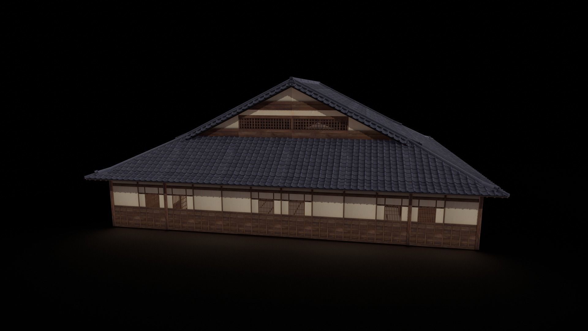 Japanese traditional House Model with Interior Low-poly 3D model_23