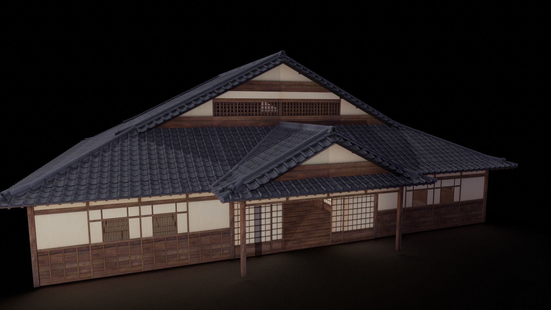 Japanese traditional House Model with Interior Low-poly 3D model_26