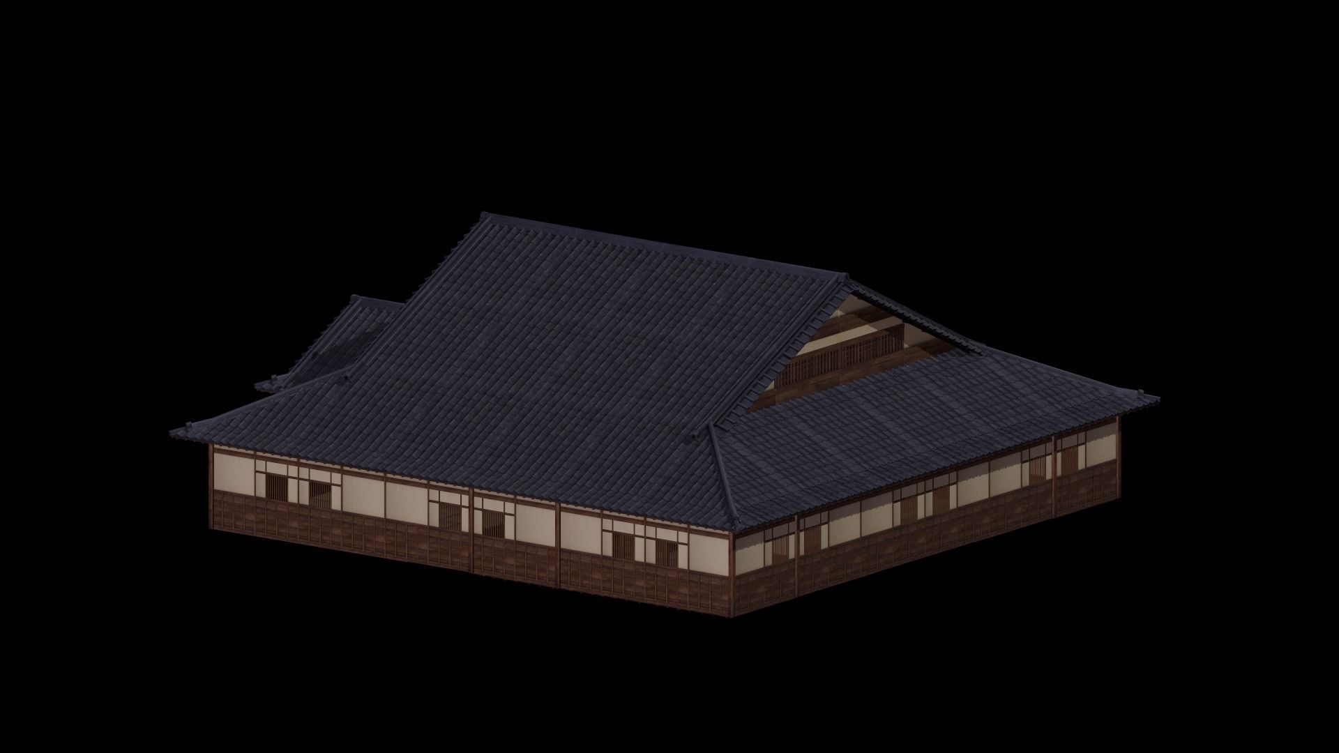 Japanese traditional House Model with Interior Low-poly 3D model_13