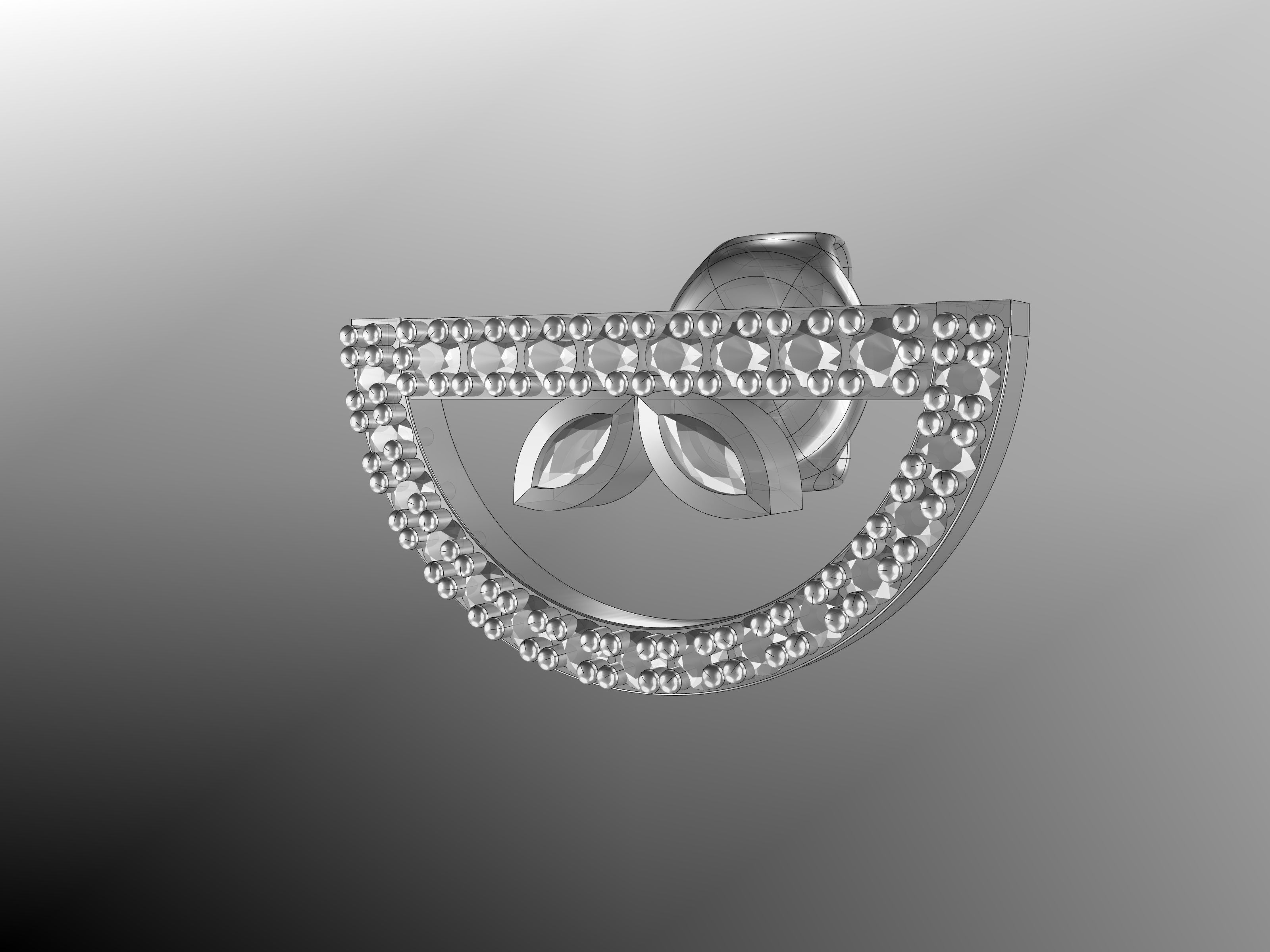 half circle diamond earrings stl verified 3D print model_16