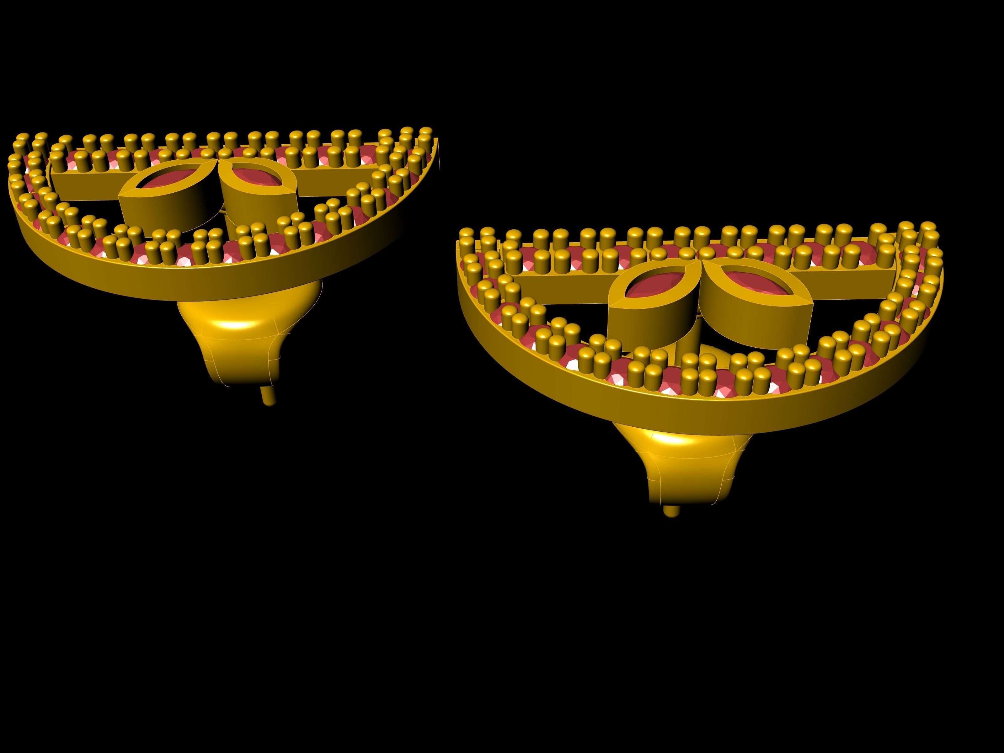 half circle diamond earrings stl verified 3D print model_13