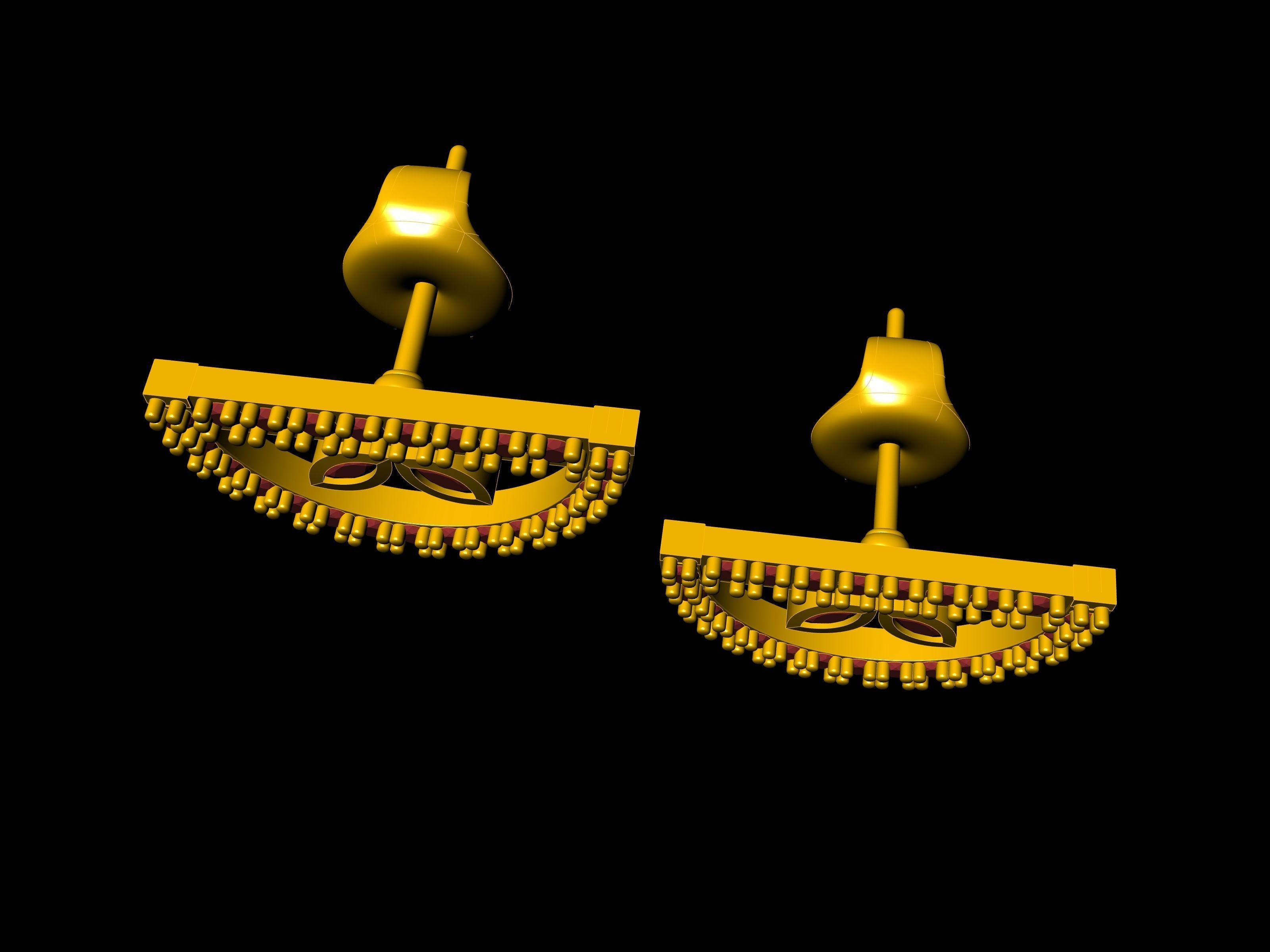 half circle diamond earrings stl verified 3D print model_12