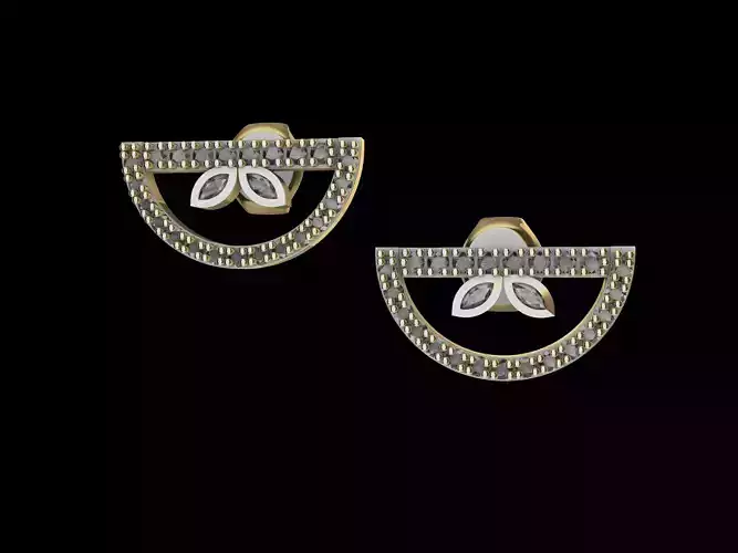 half circle diamond earrings stl verified