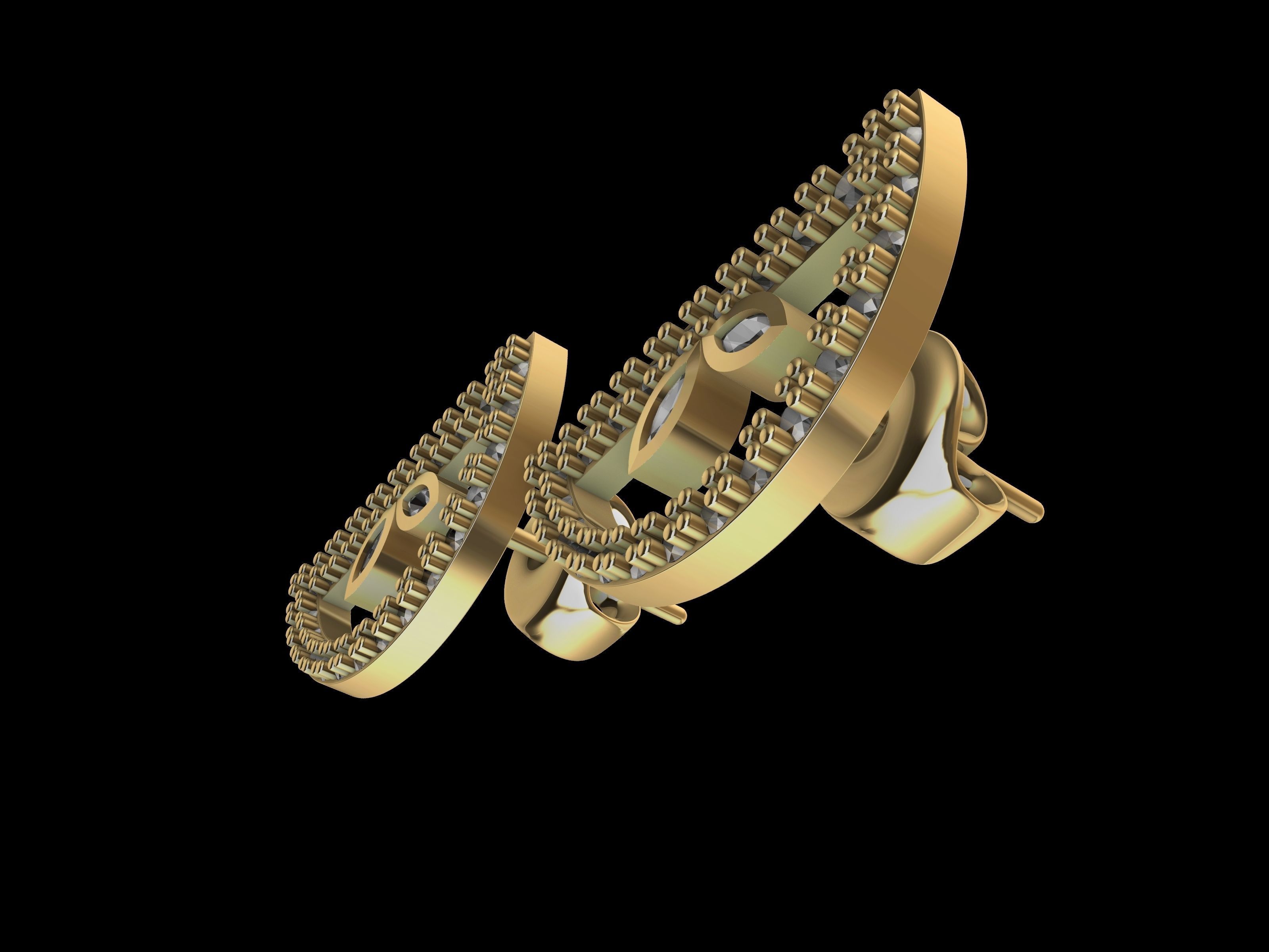 half circle diamond earrings stl verified 3D print model_9