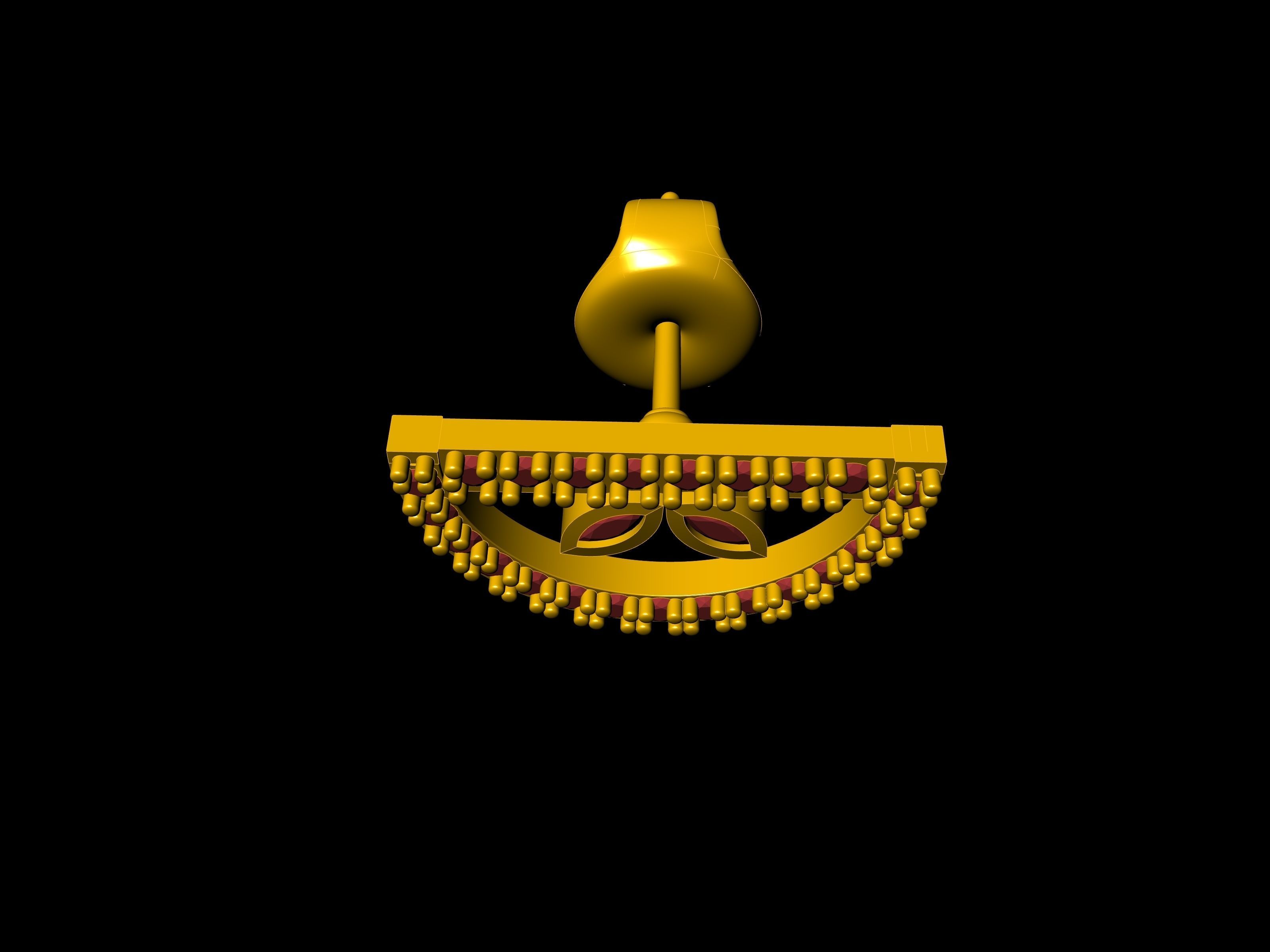 half circle diamond earrings stl verified 3D print model_15