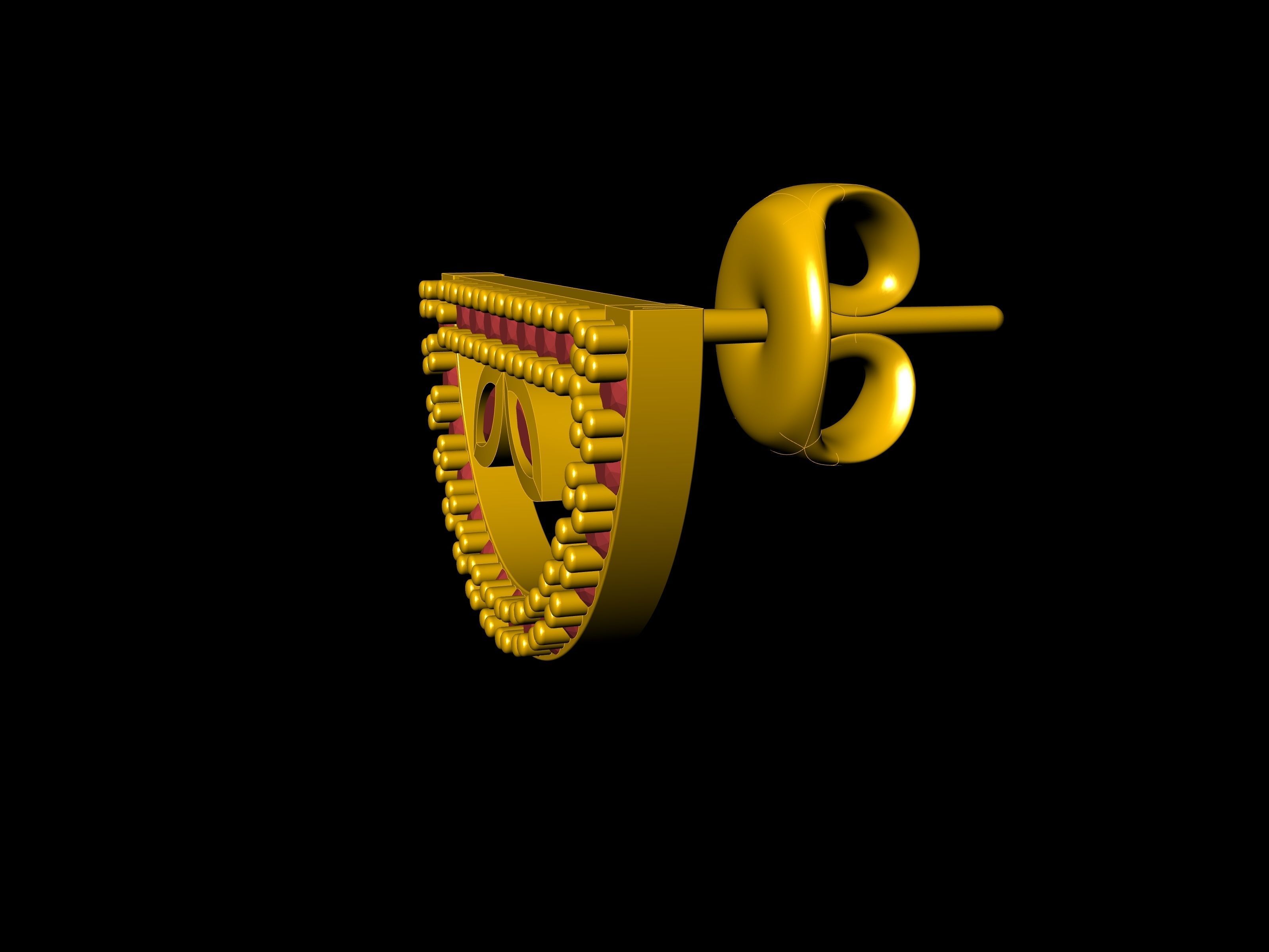 half circle diamond earrings stl verified 3D print model_14