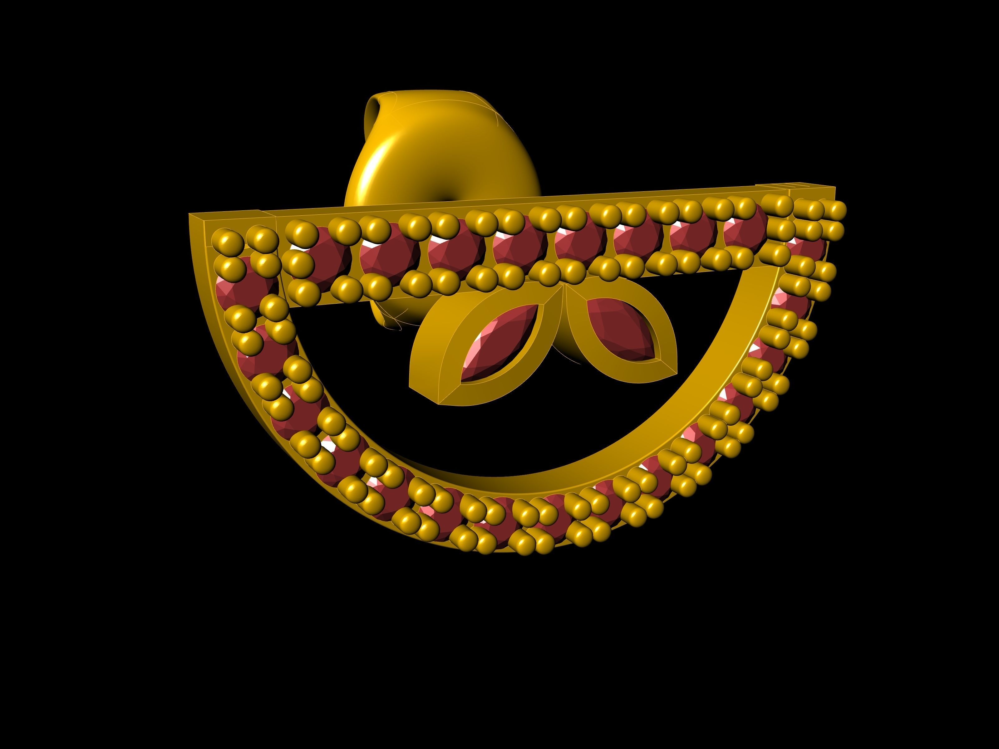 half circle diamond earrings stl verified 3D print model_2