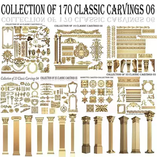 Collection of 170 Classic Carvings 06 Low-poly 3D model
