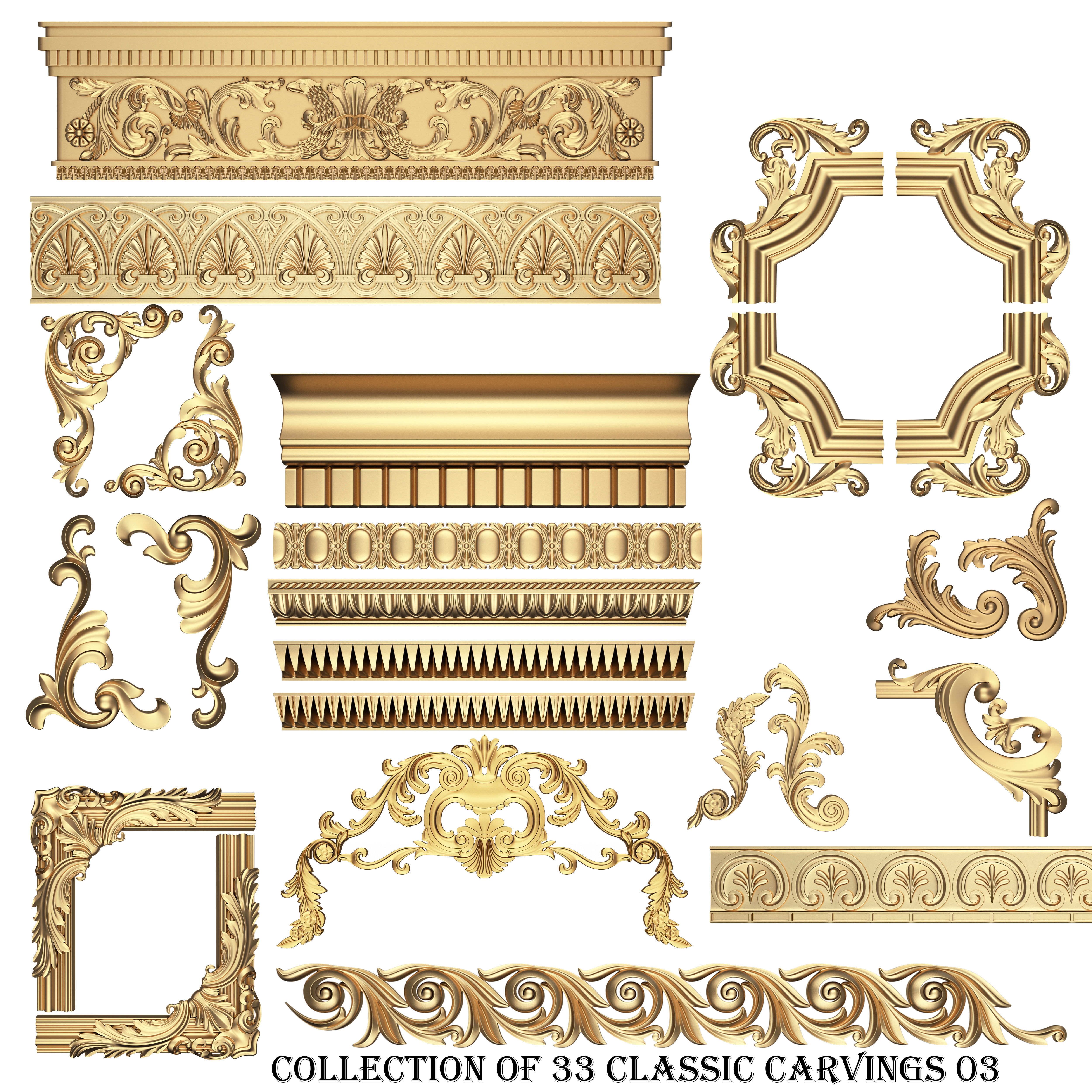 Collection of 170 Classic Carvings 06 Low-poly 3D model_4