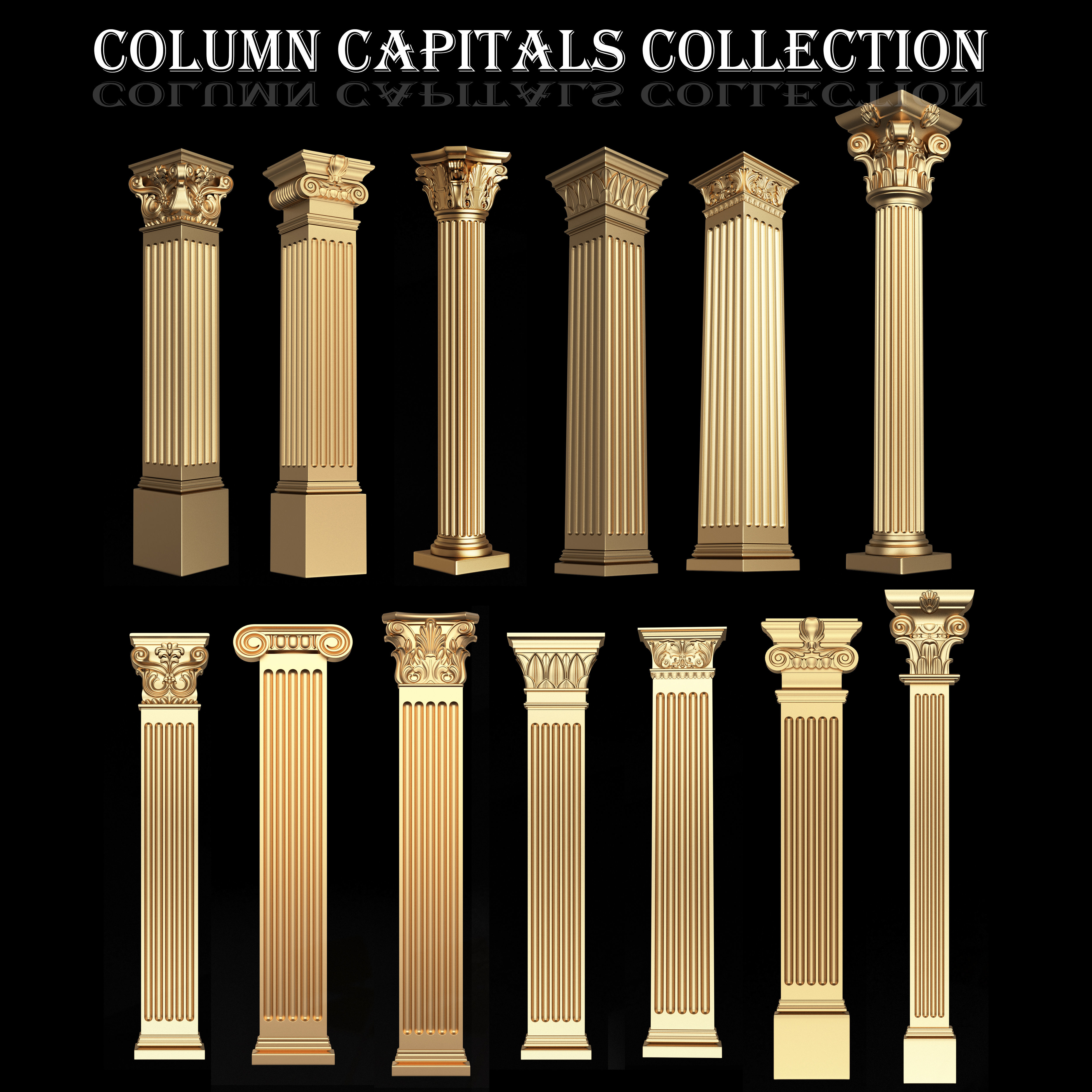 Collection of 170 Classic Carvings 06 Low-poly 3D model_7