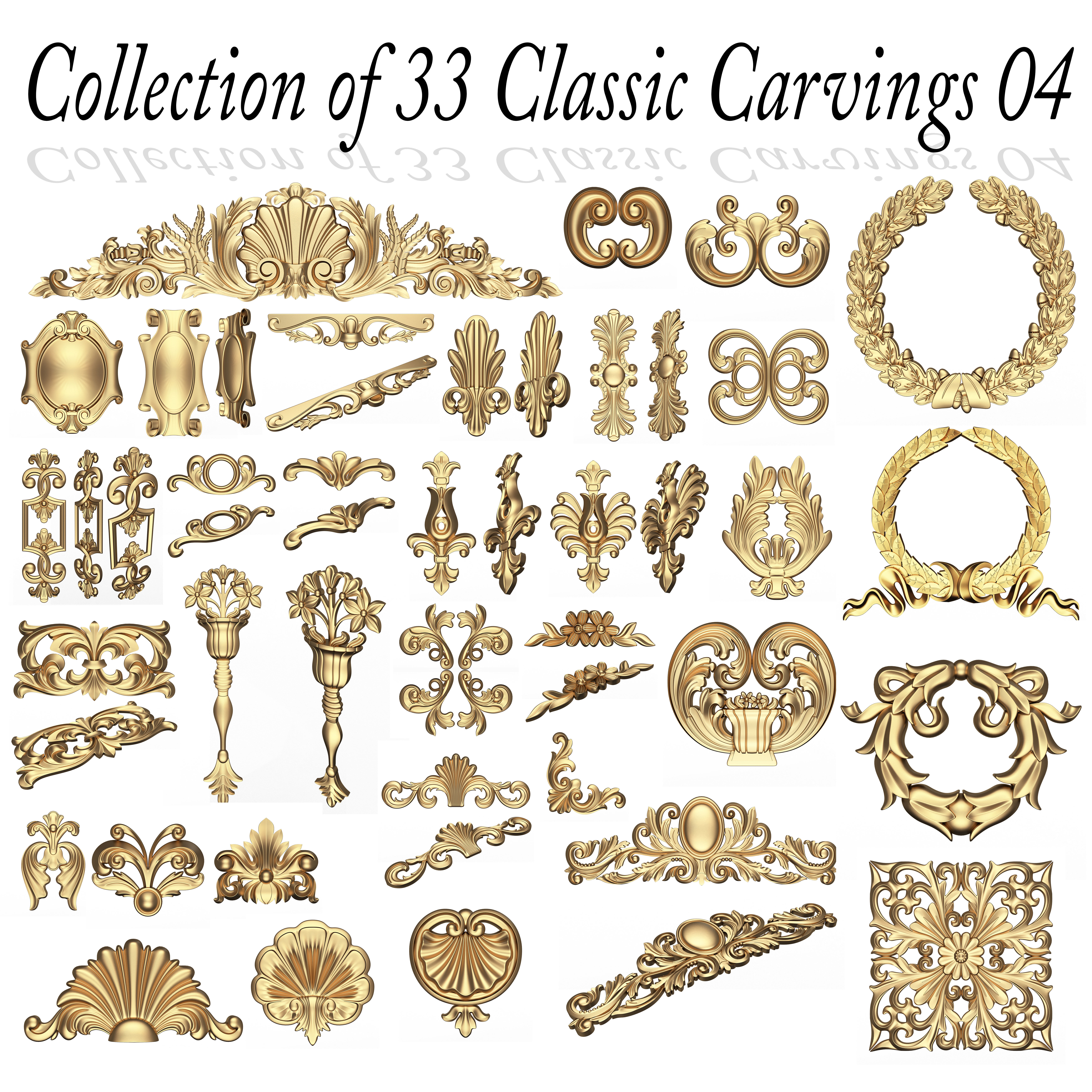 Collection of 170 Classic Carvings 06 Low-poly 3D model_5
