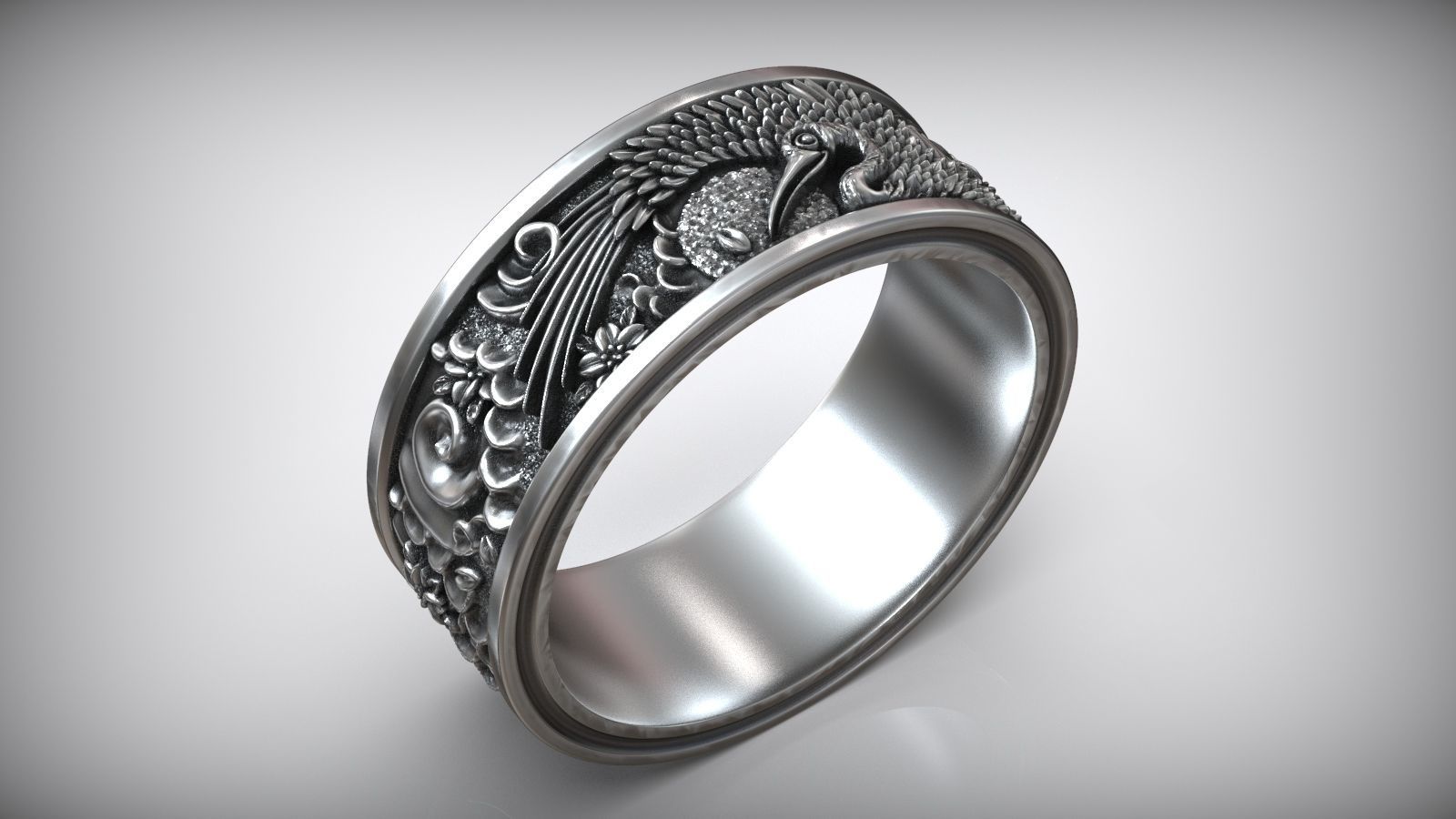 Shadoof Japanese Sun Traditional Ornamental Ring 3D print model_5
