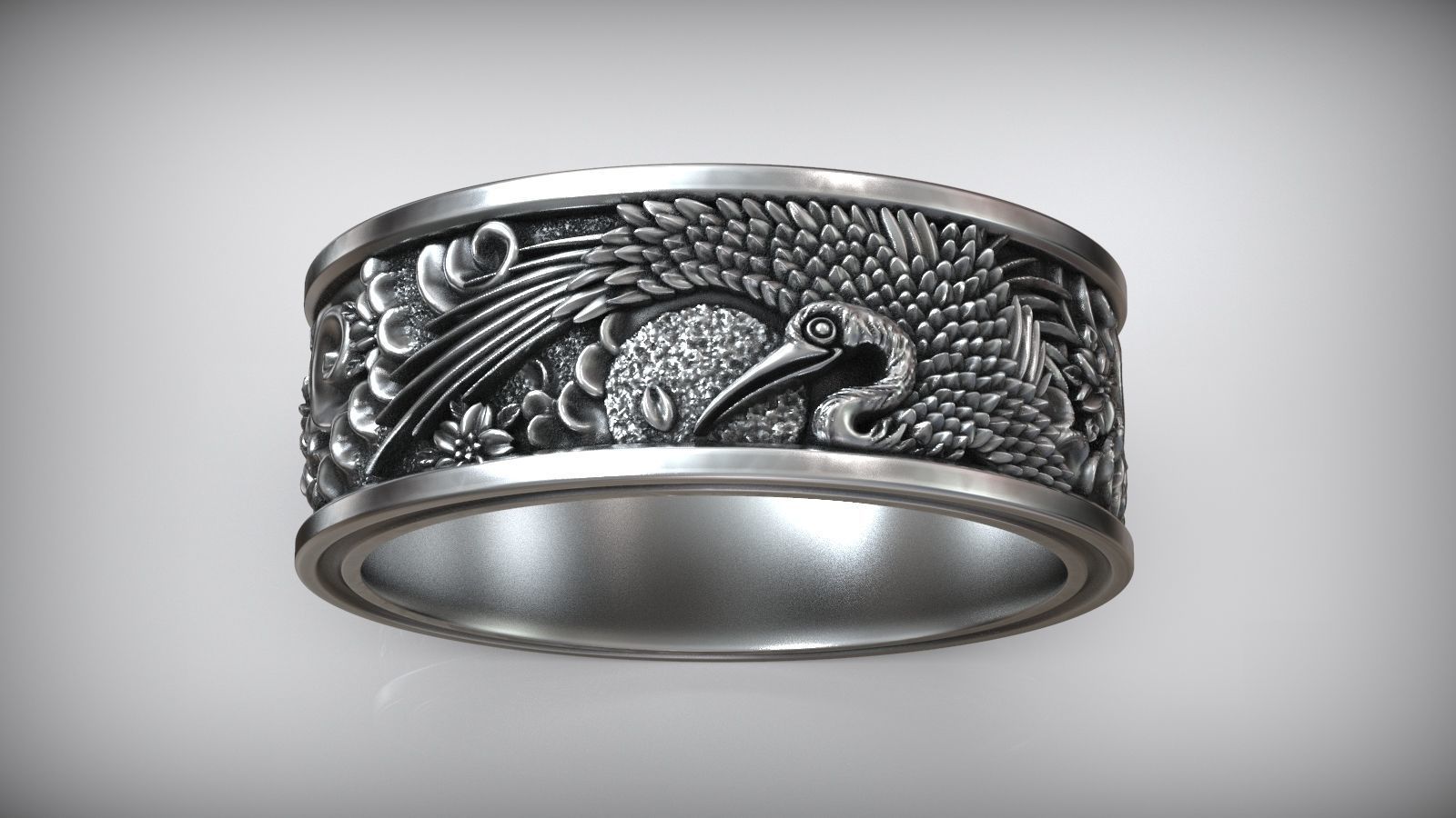 Shadoof Japanese Sun Traditional Ornamental Ring 3D print model_4