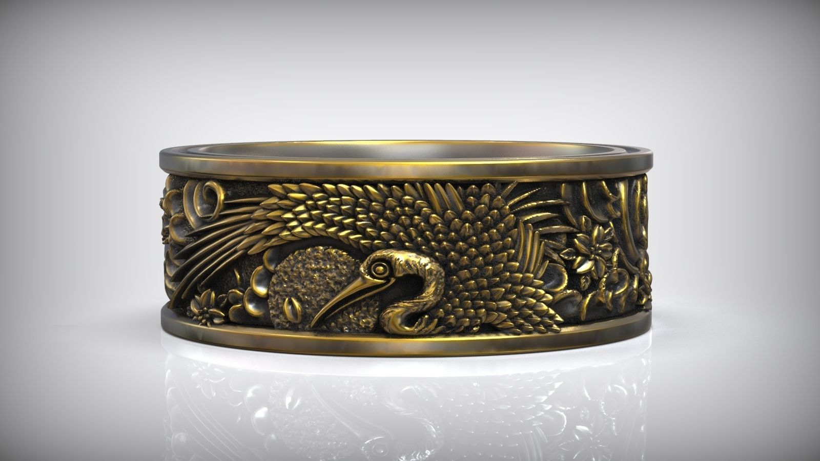Shadoof Japanese Sun Traditional Ornamental Ring 3D print model_3