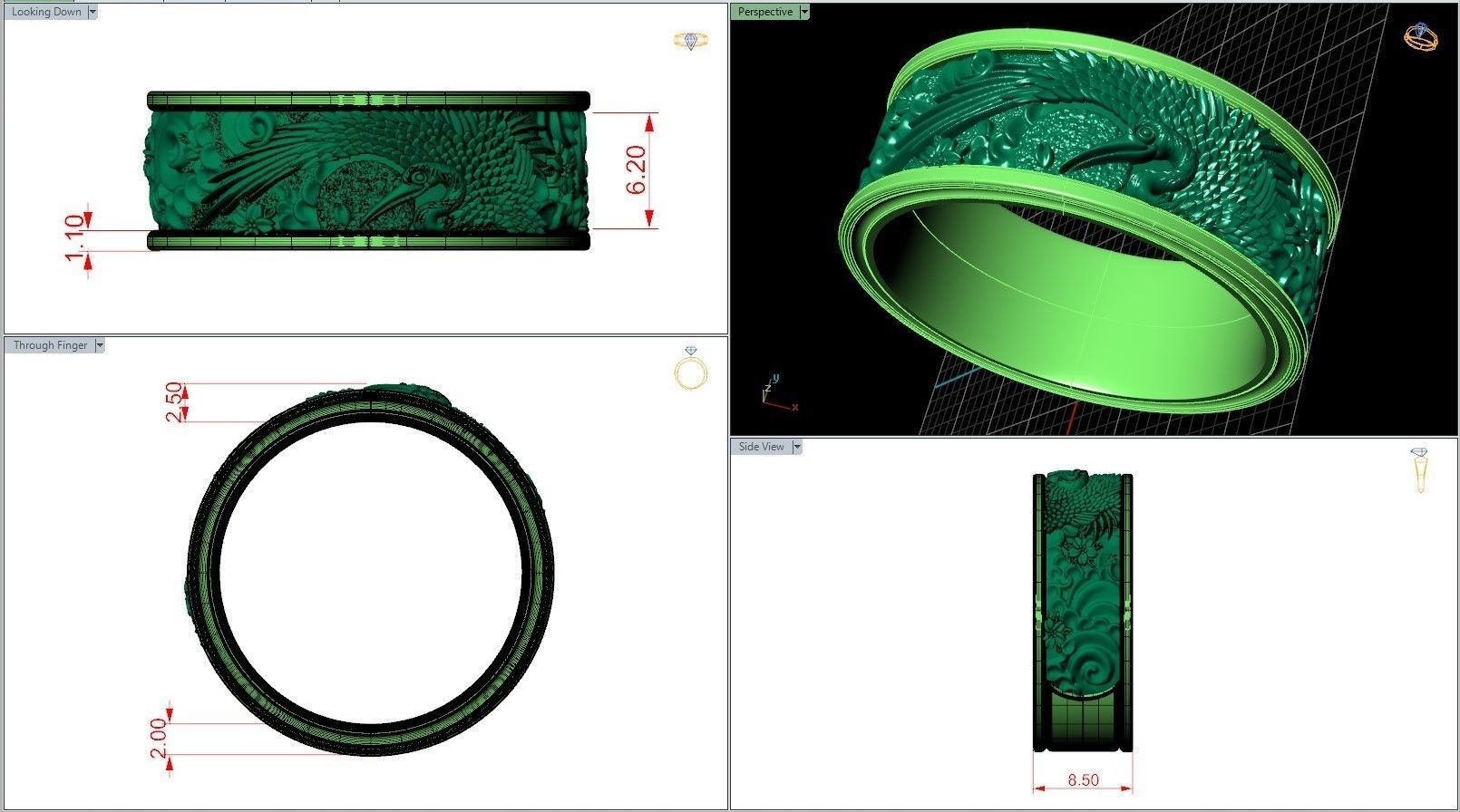 Shadoof Japanese Sun Traditional Ornamental Ring 3D print model_7