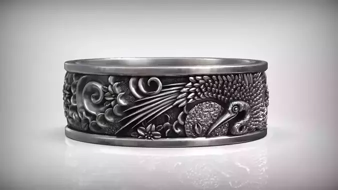 Shadoof Japanese Sun Traditional Ornamental Ring 3D print model
