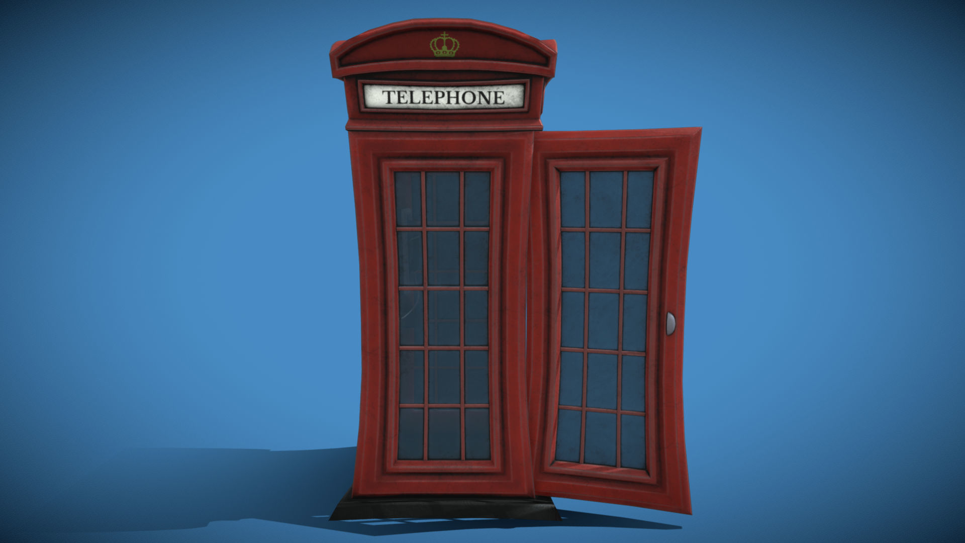 Stylized London UK Telephone Box Low-poly 3D model_3
