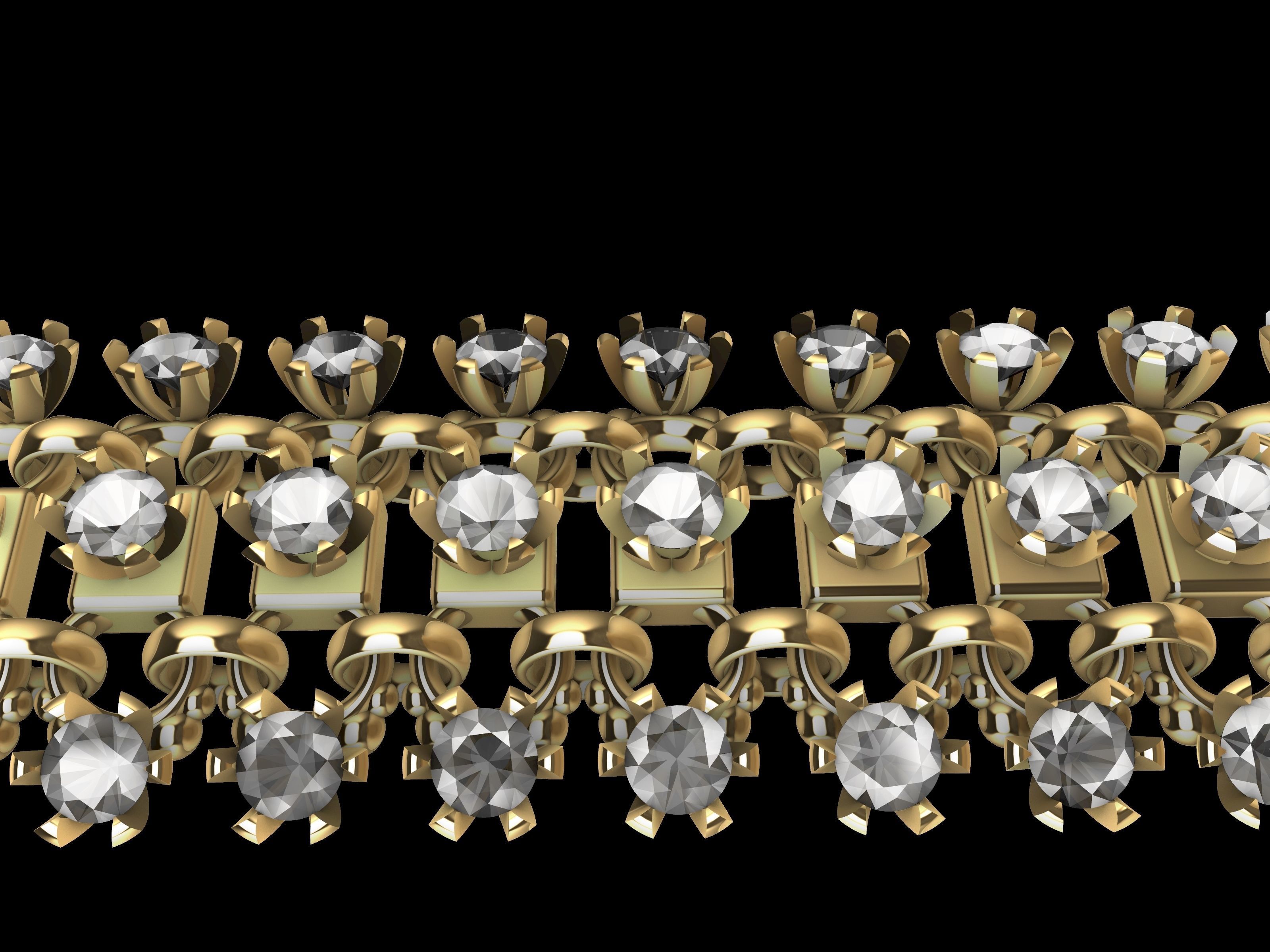 DIAMOND BRACELET CHAIN  3D print model_2