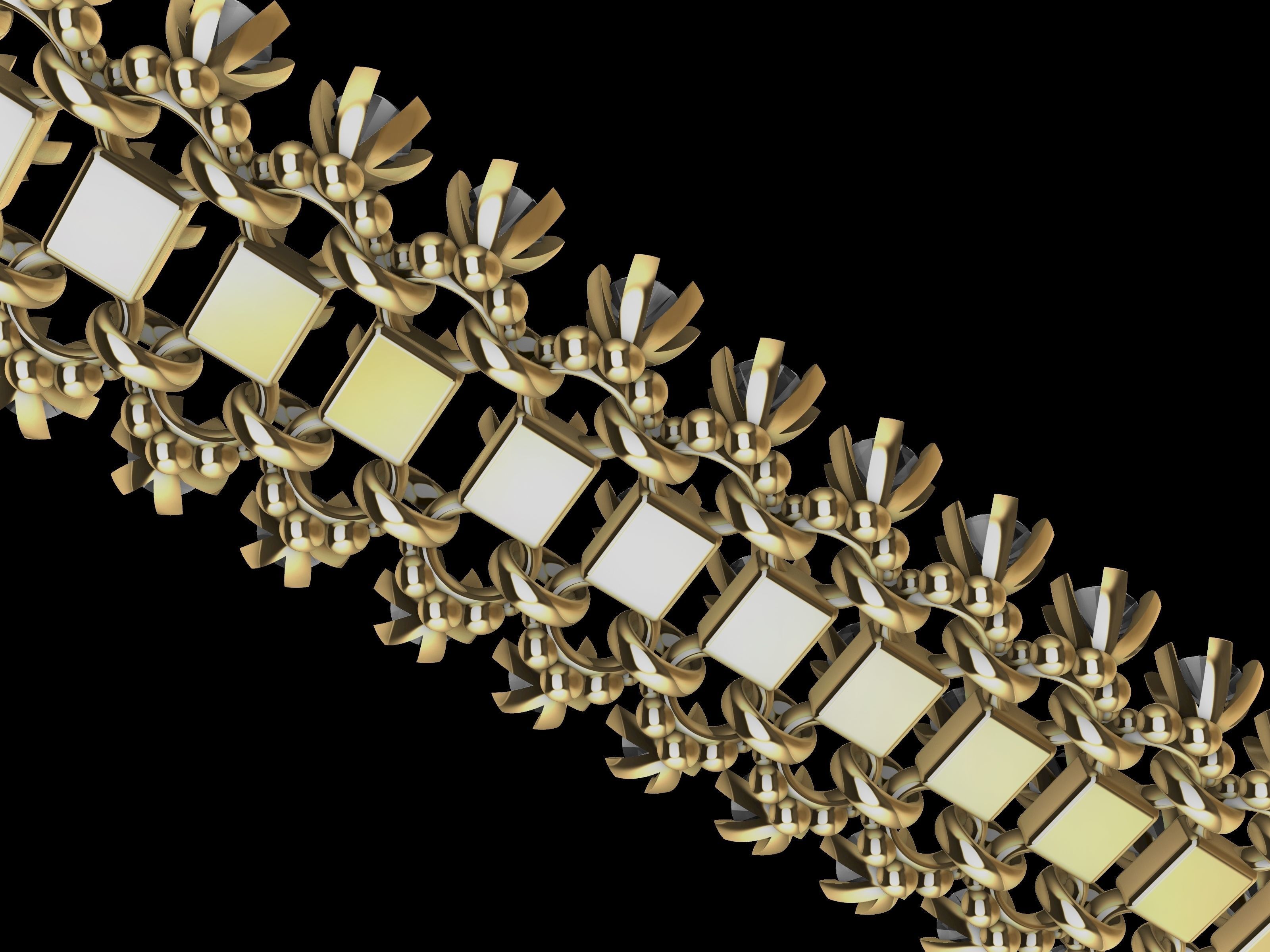 DIAMOND BRACELET CHAIN  3D print model_3