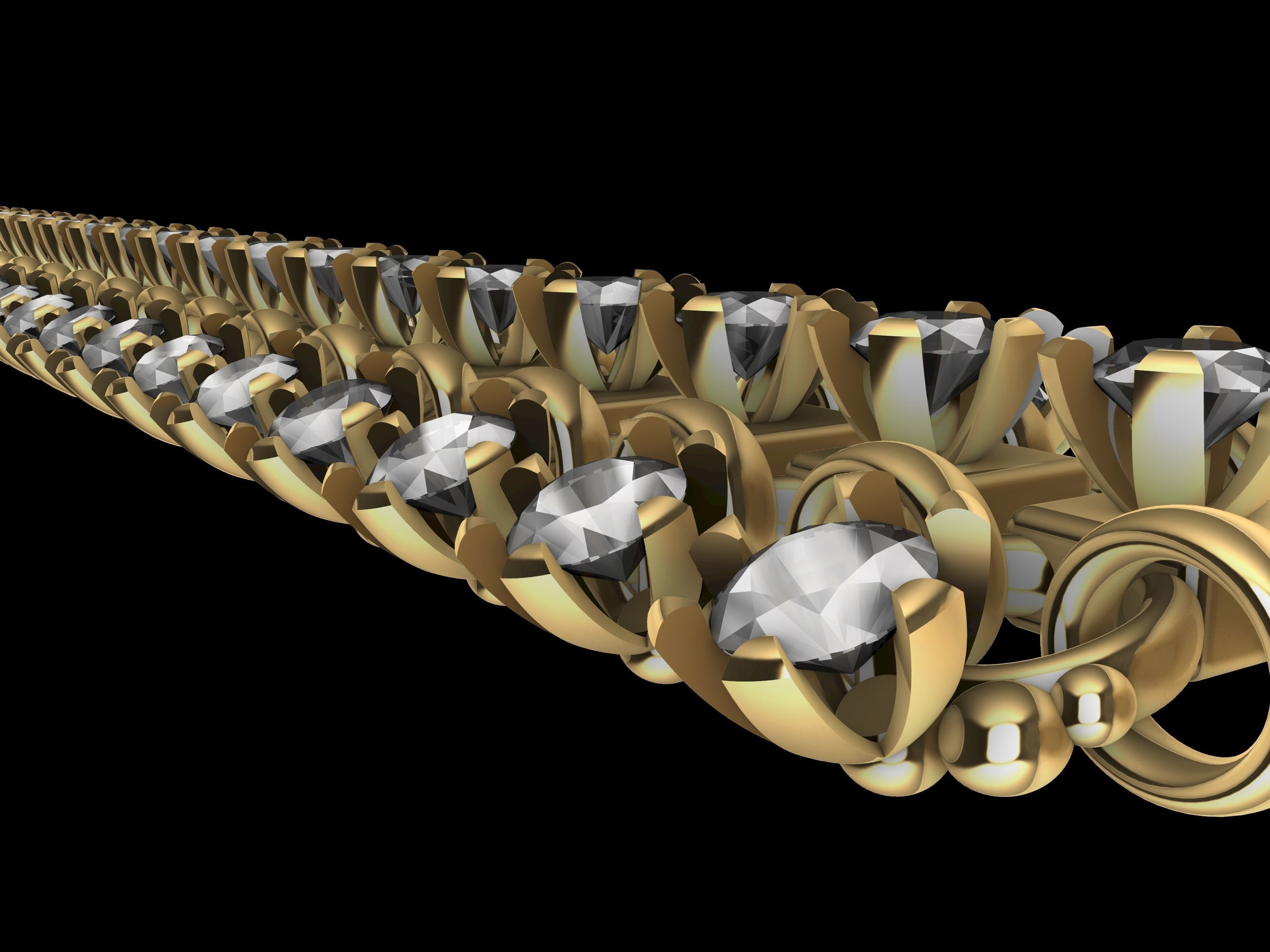 DIAMOND BRACELET CHAIN  3D print model_6