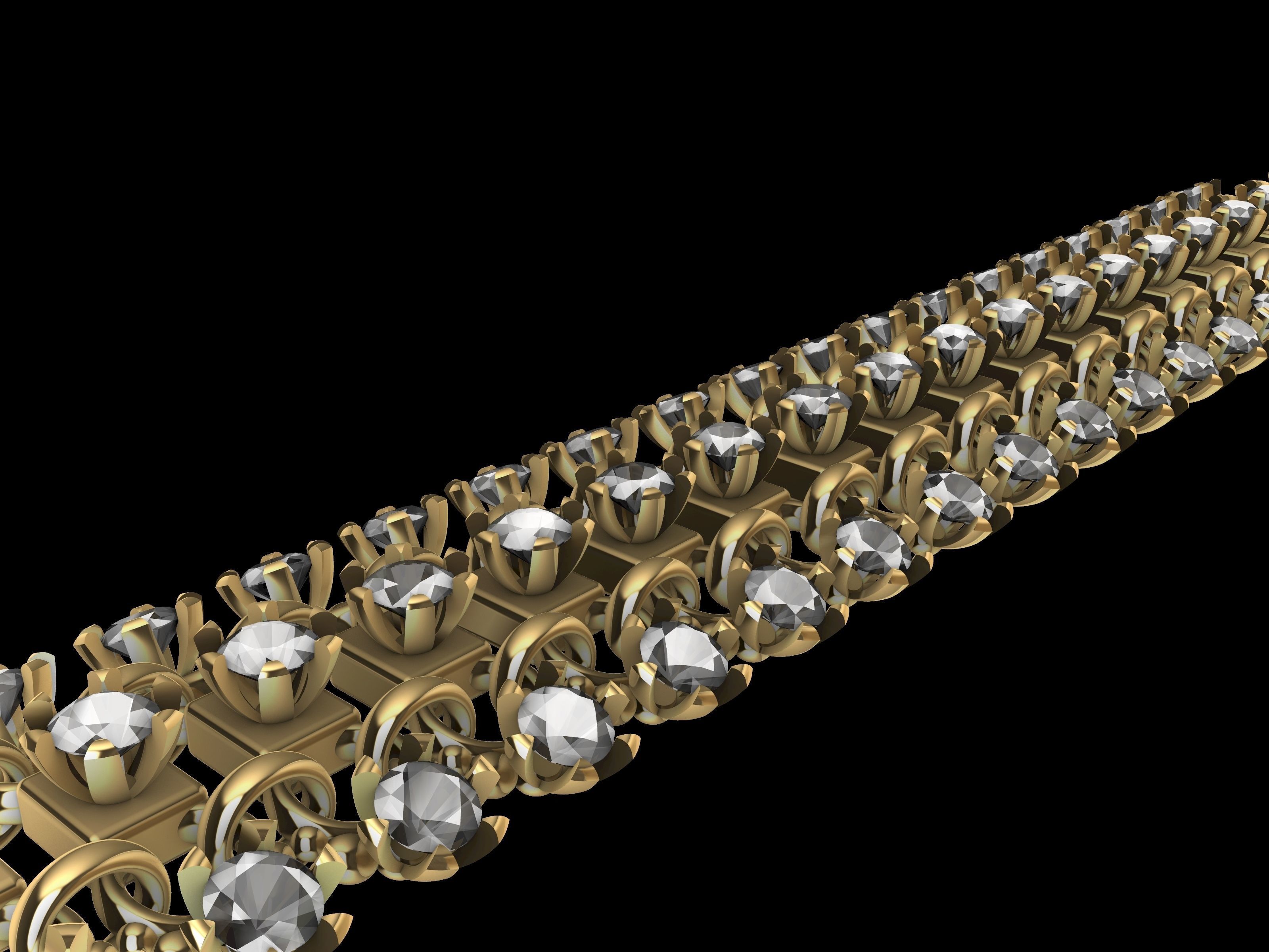 DIAMOND BRACELET CHAIN  3D print model_4