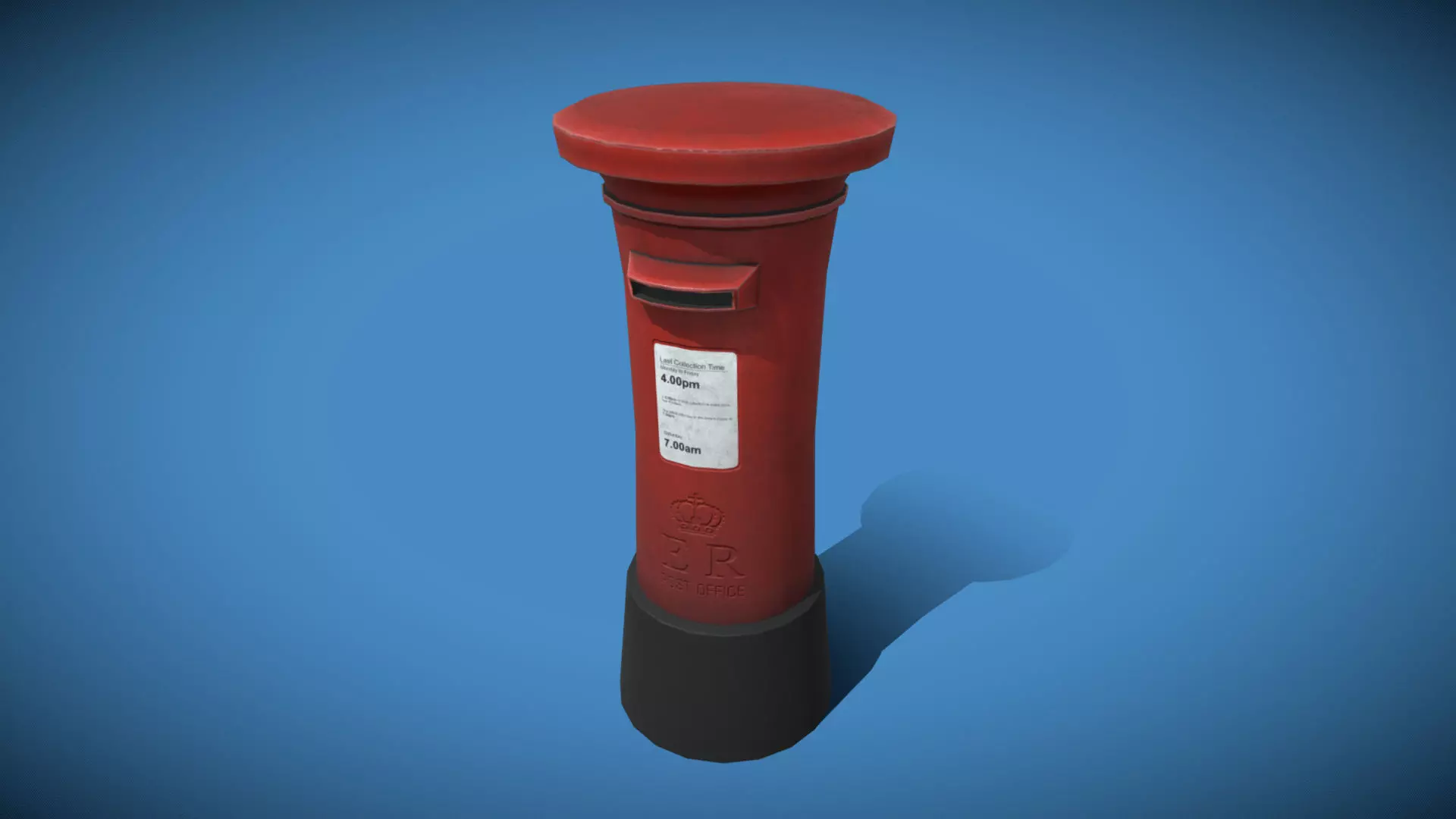 Stylized London UK Letter Box Low-poly 3D model_0