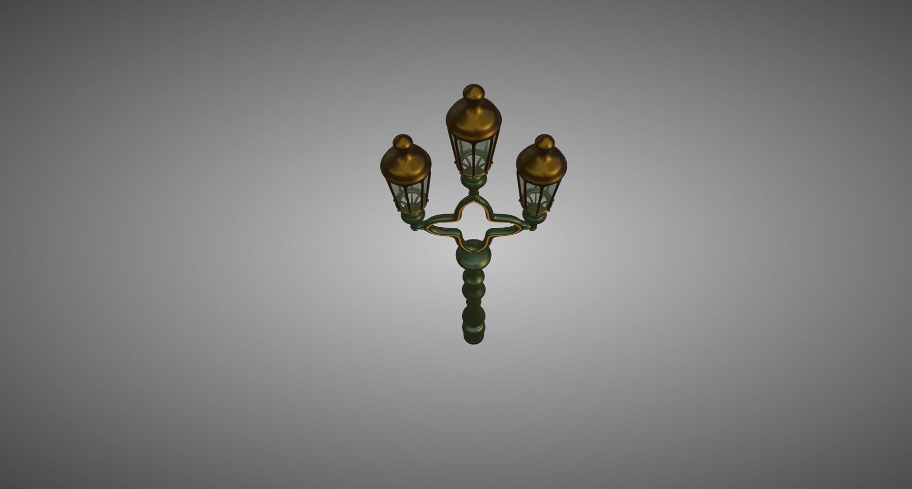 Lampost street lamp with three candle holders 3D model_5