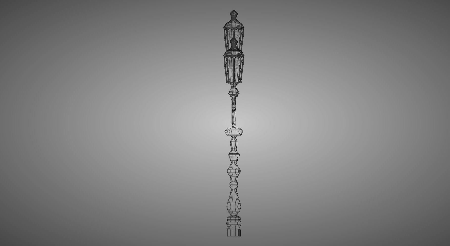 Lampost street lamp with three candle holders 3D model_10