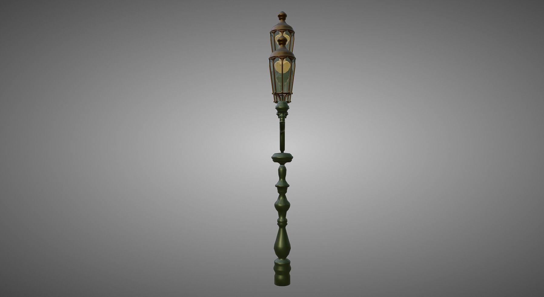 Lampost street lamp with three candle holders 3D model_3