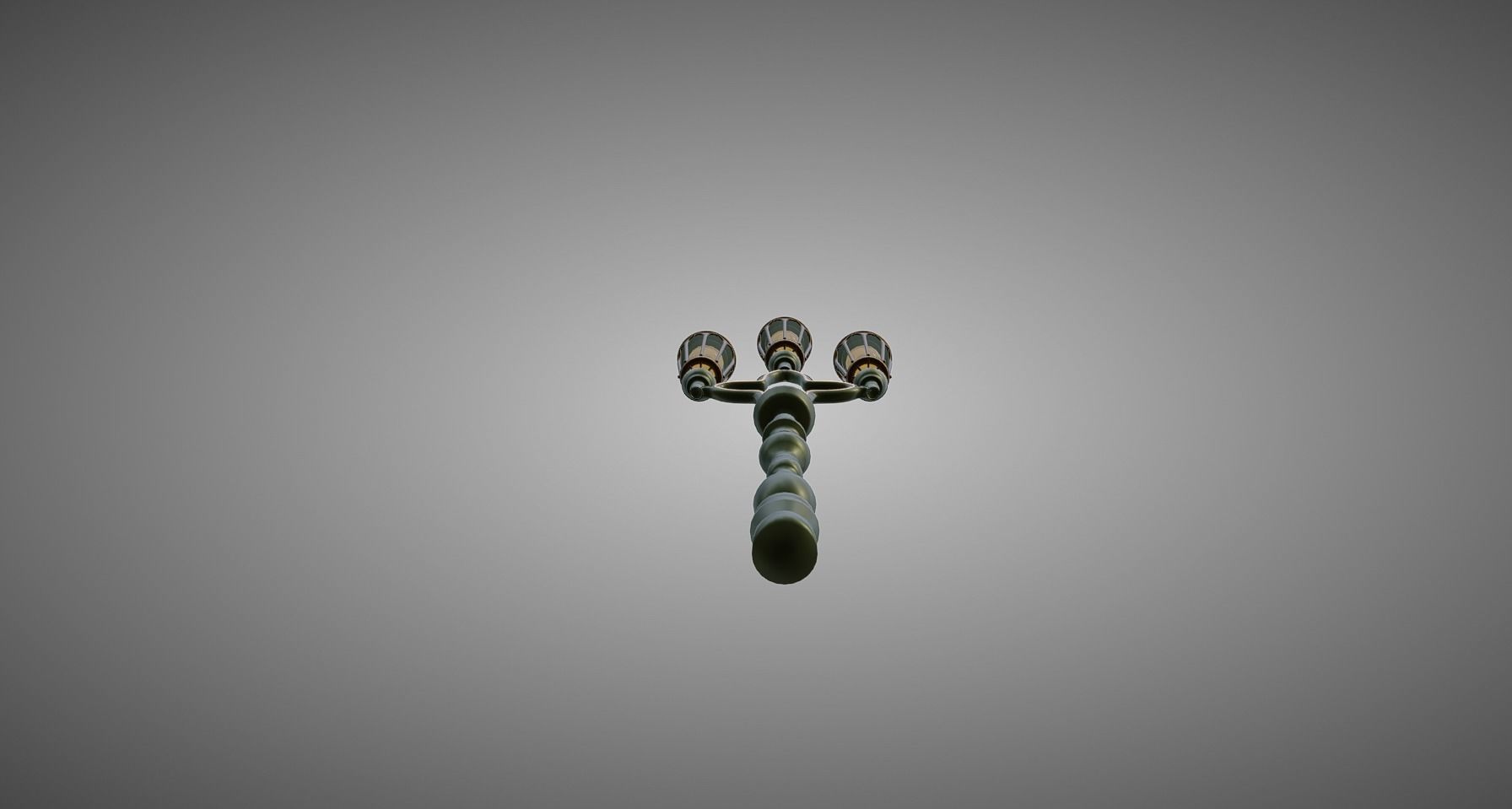 Lampost street lamp with three candle holders 3D model_7