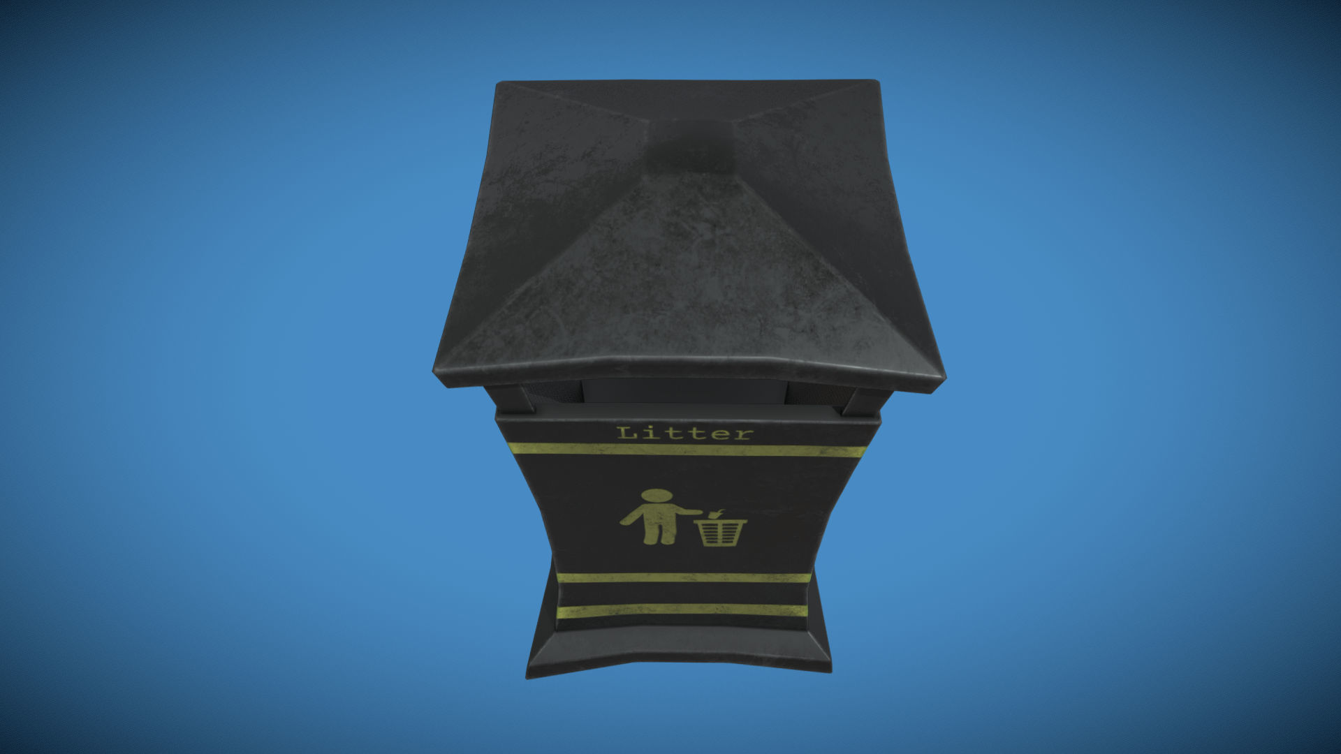Stylized London UK Rubbish Bin Low-poly 3D model_2