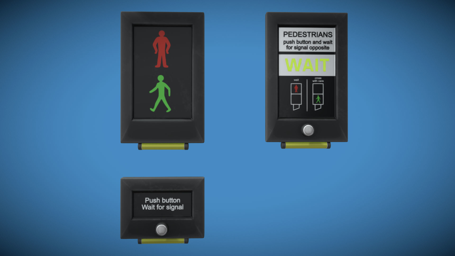 Stylized London UK Traffic Light Pack Low-poly 3D model_3