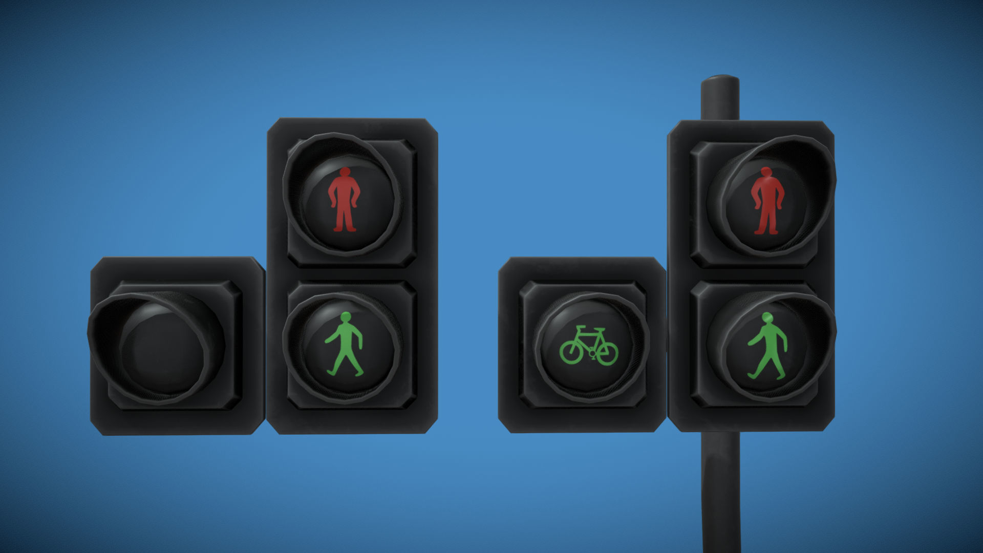Stylized London UK Traffic Light Pack Low-poly 3D model_2