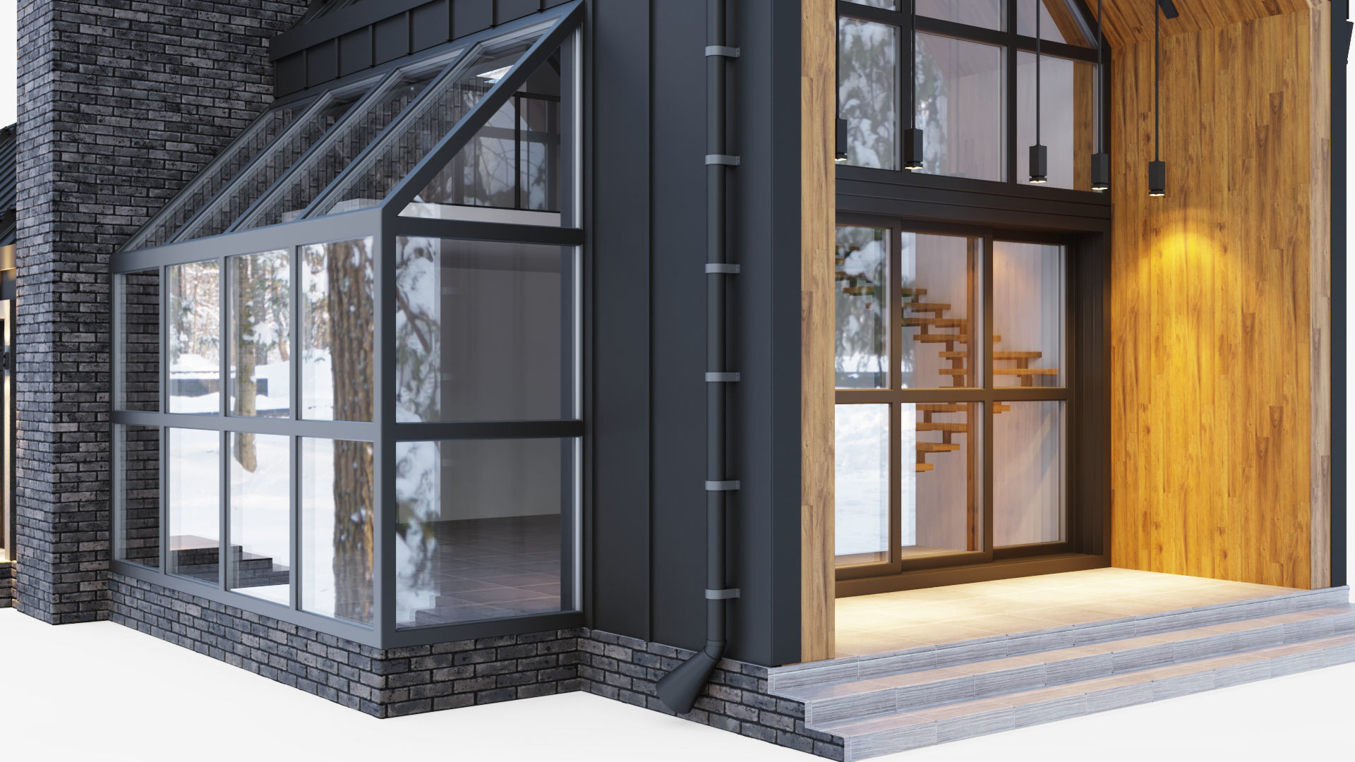 Barnhouse with stained glass windows 3D model_14